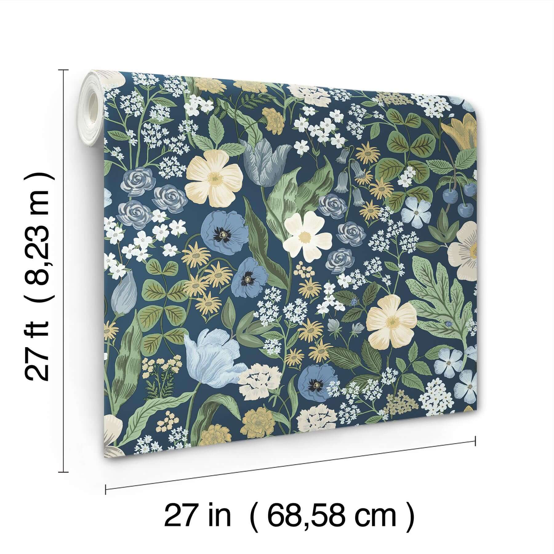 blossom-wallpaper-navy-york-wallcoverings-rf7494 - York Wallcoverings Wallpaper