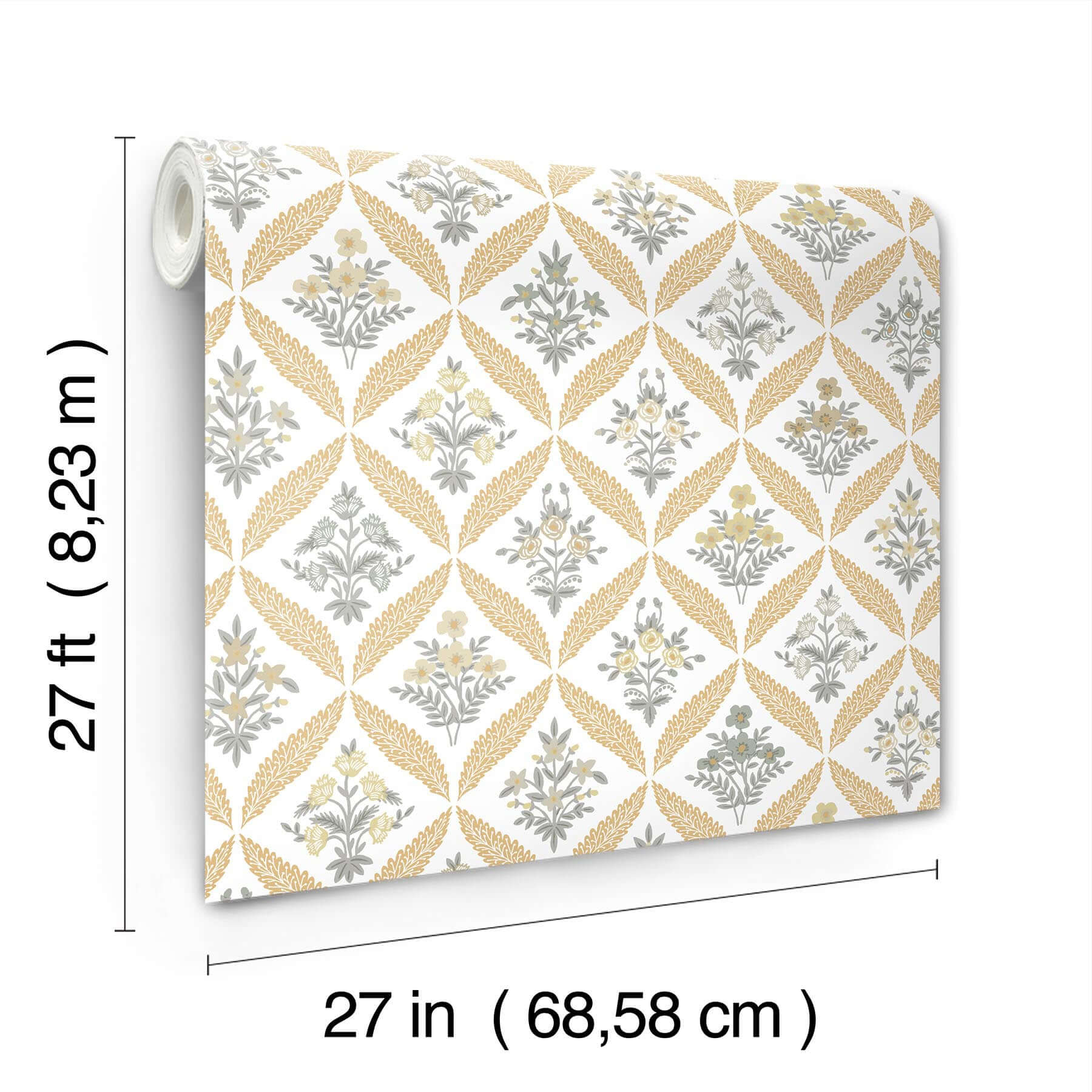estee-garden-wallpaper-gold-multi-york-wallcoverings-rf7511 - York Wallcoverings Wallpaper