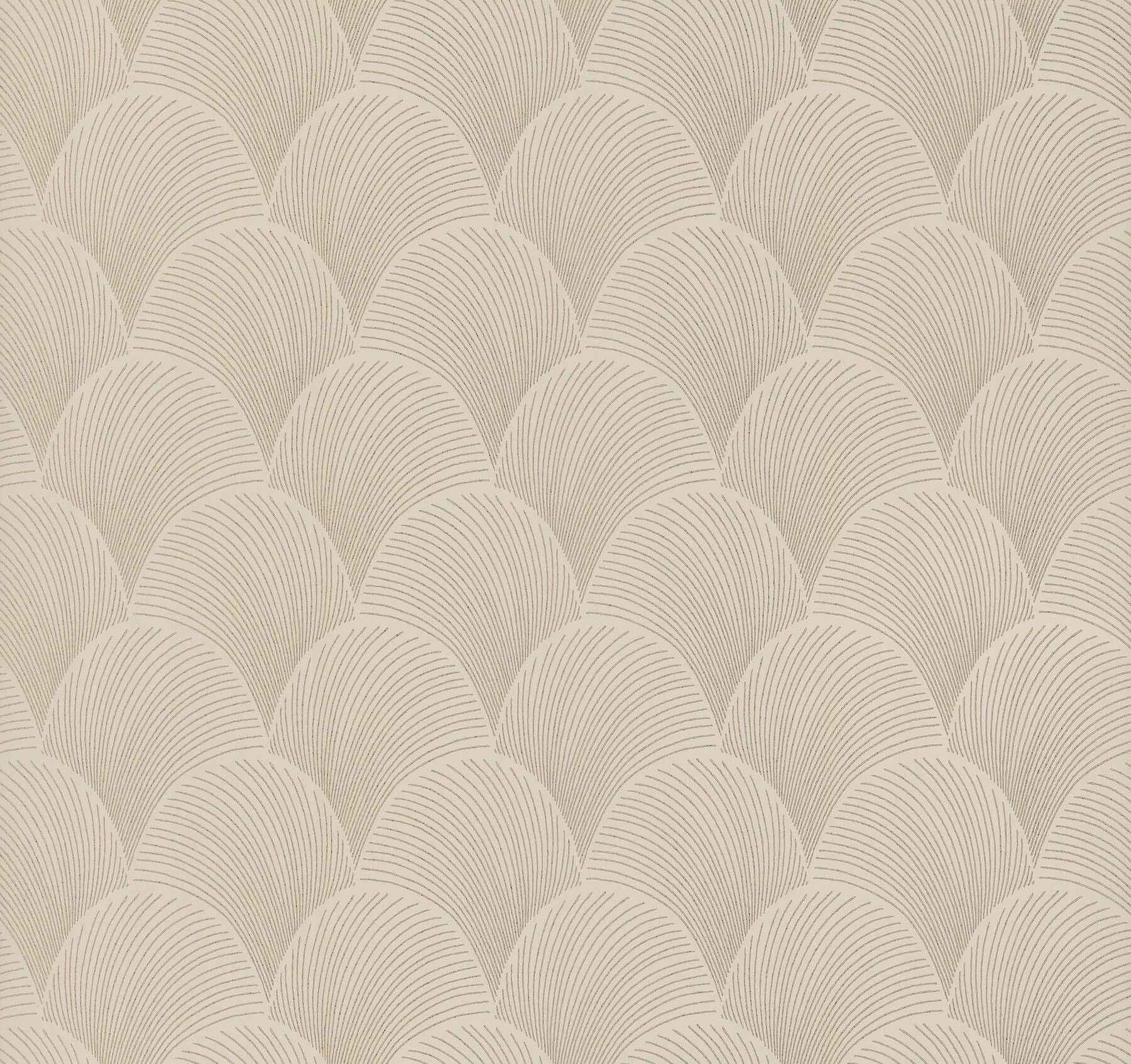 Metallic Beige Gold Scallop Wallpaper - York Wallcoverings - NT6107