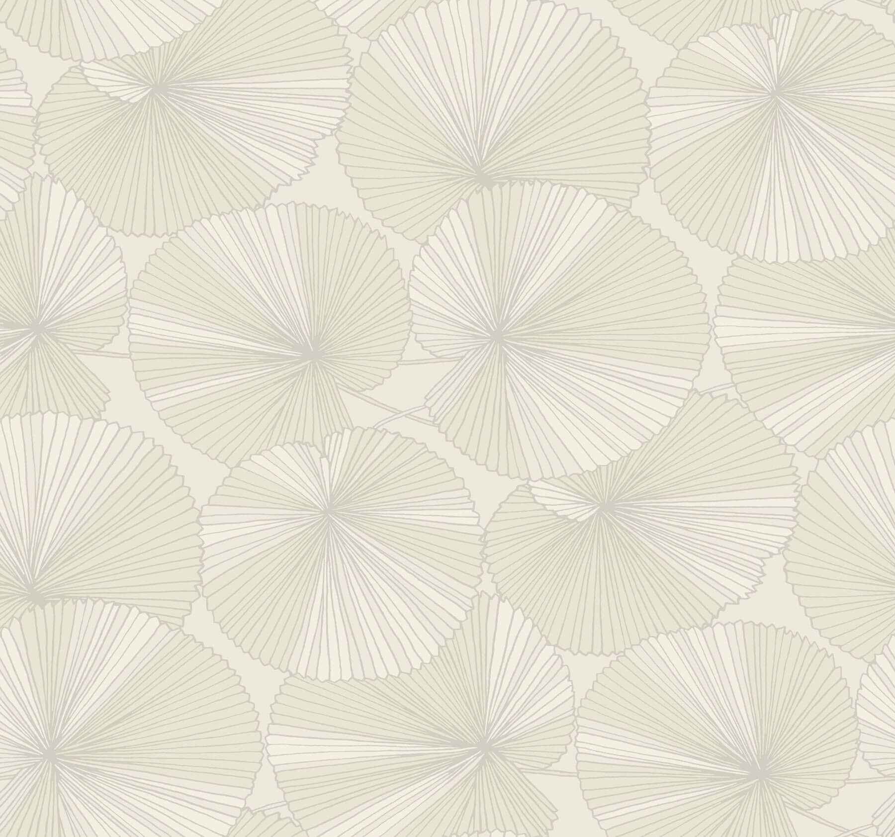 Layered Cream Lily Pads Wallpaper - York Wallcoverings - NT6115