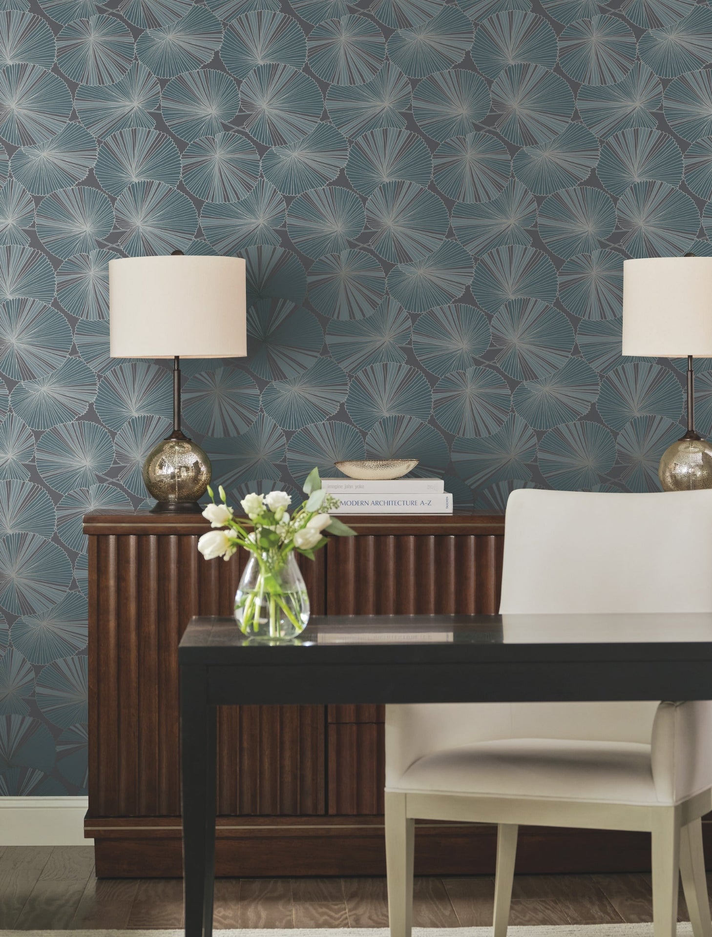 layered-lily-pads-wallpaper-deep-blue-york-wallcoverings-nt6113