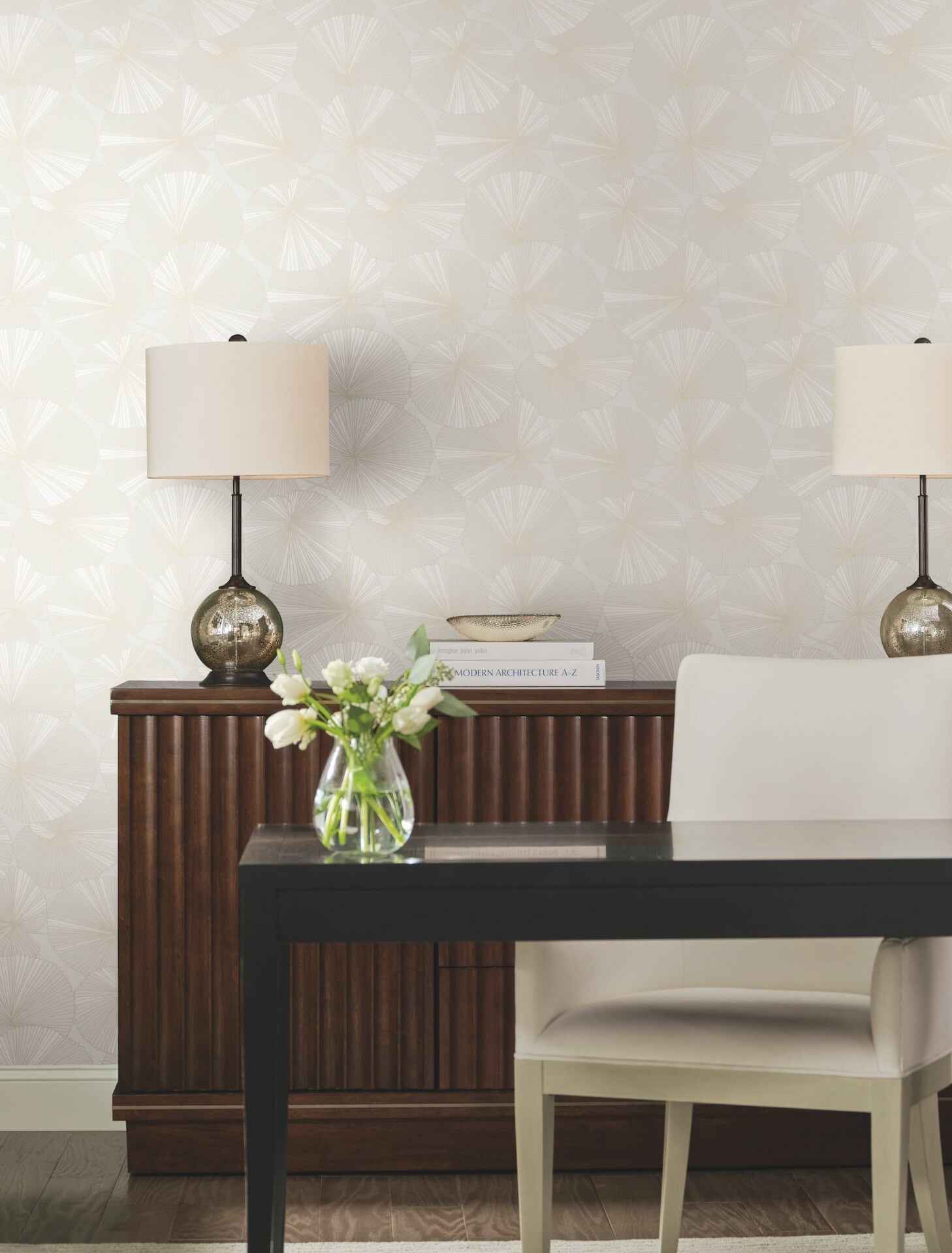 Layered White Lily Pads Wallpaper - York Wallcoverings - NT6112 - York Wallcoverings Wallpaper
