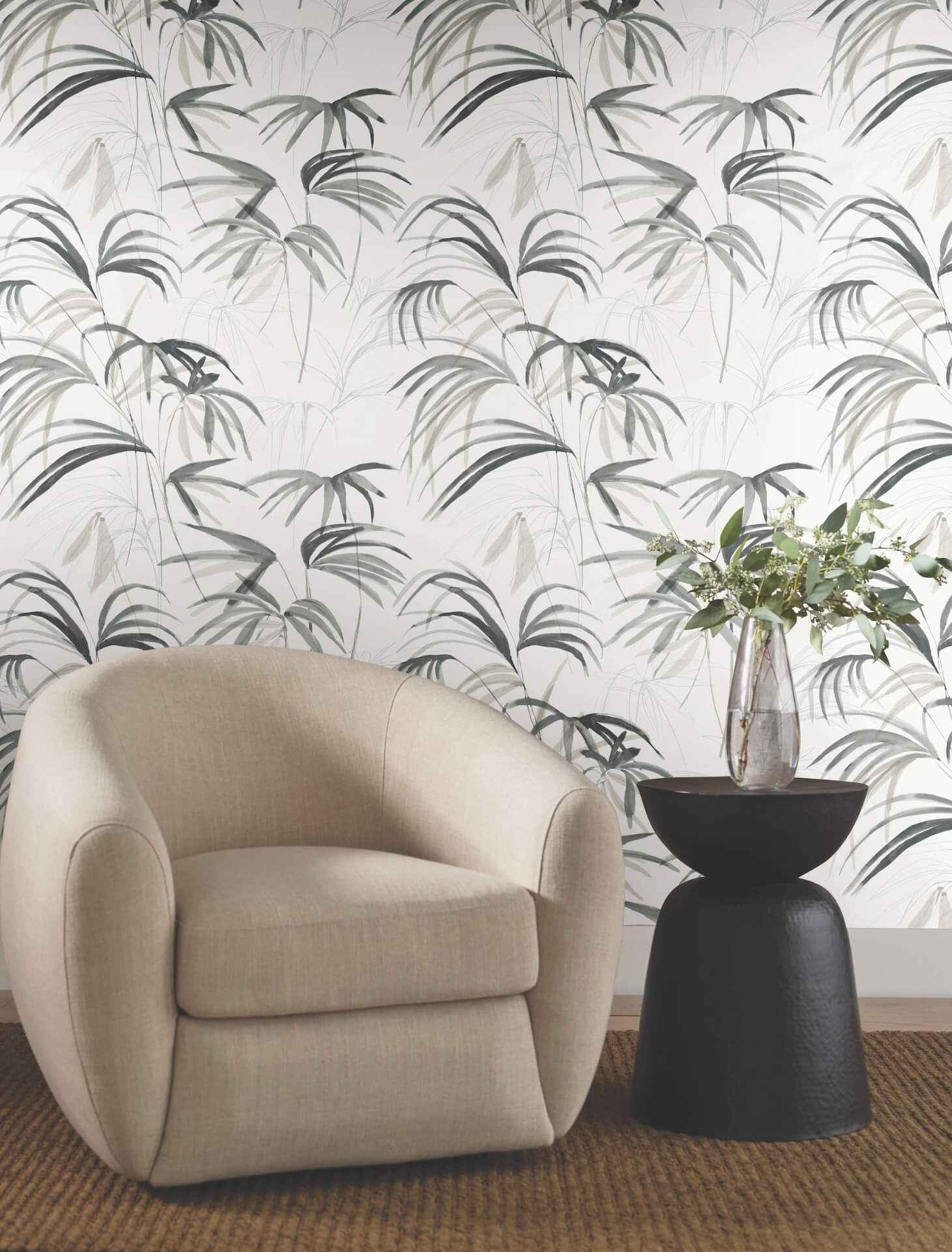 Inky Black Palms Wallpaper - York Wallcoverings - NT6123 - York Wallcoverings Wallpaper