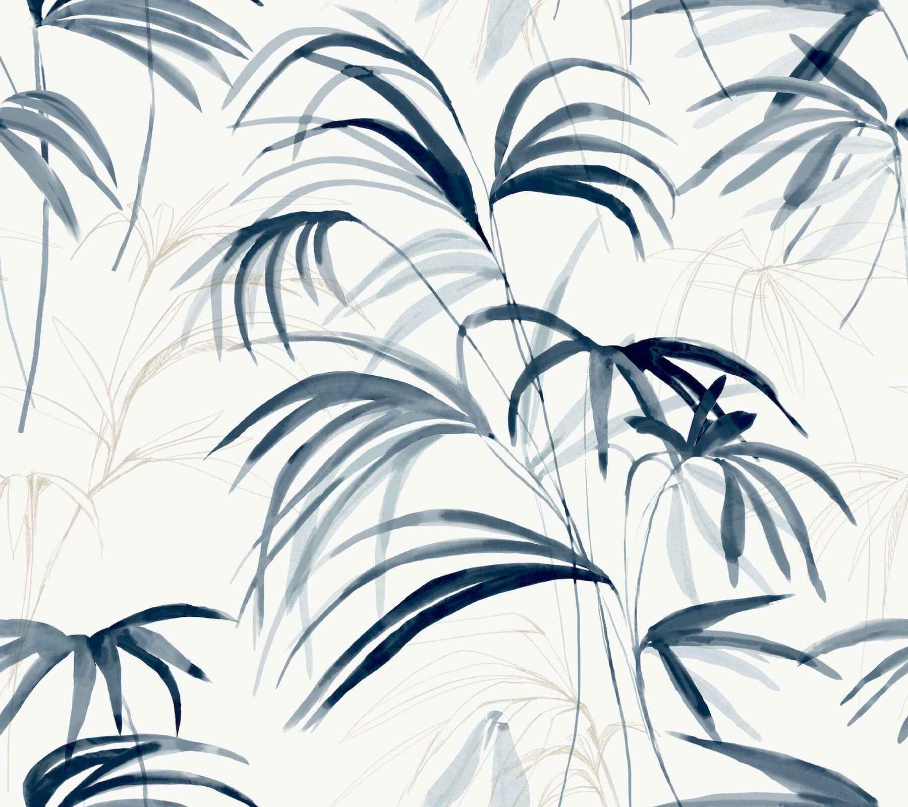 Inky Blue Palms Wallpaper - York Wallcoverings - NT6122