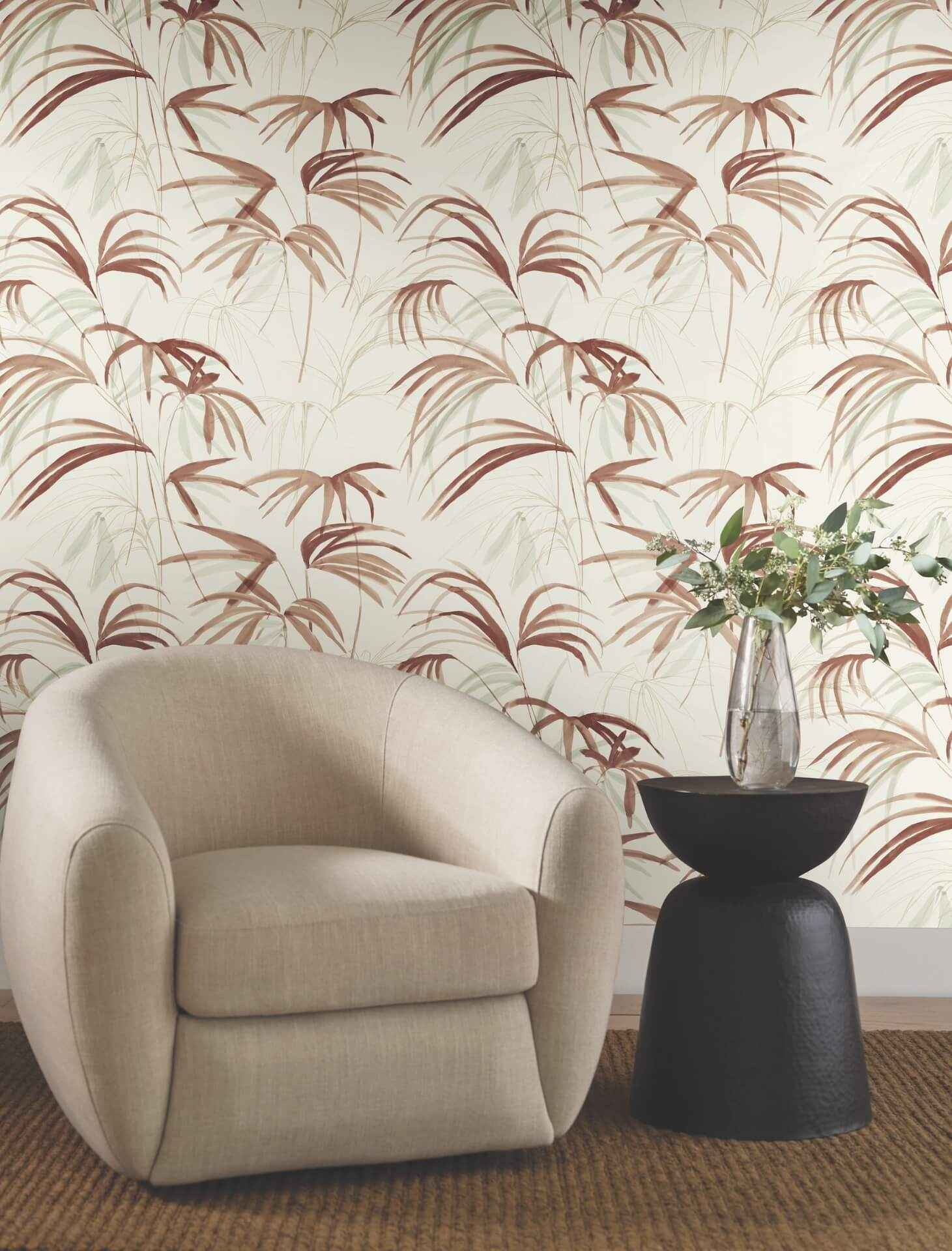 Inky Clay Palms Wallpaper - York Wallcoverings - NT6124 - York Wallcoverings Wallpaper