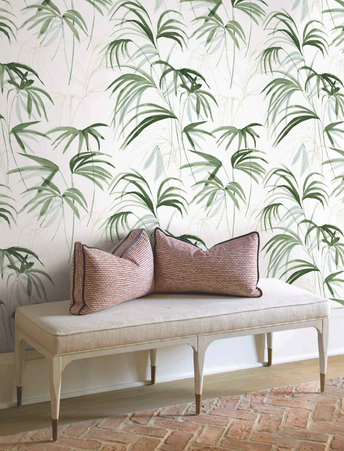 Inky Green Palms Wallpaper - York Wallcoverings - NT6121 - York Wallcoverings Wallpaper