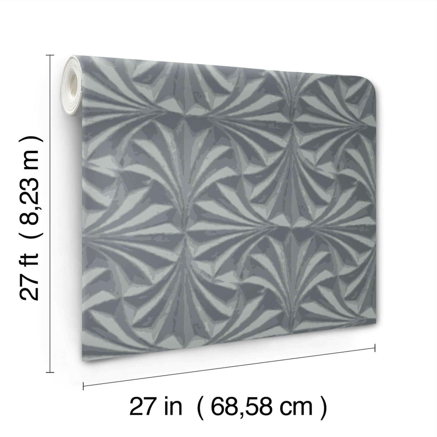 sculpted-fans-wallpaper-charcoal-york-wallcoverings-nt6127 - York Wallcoverings Wallpaper