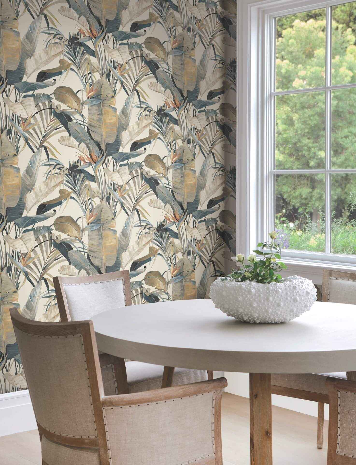 Tropical Plush Neutral Cabana Wallpaper - York Wallcoverings - NT6133 - York Wallcoverings Wallpaper