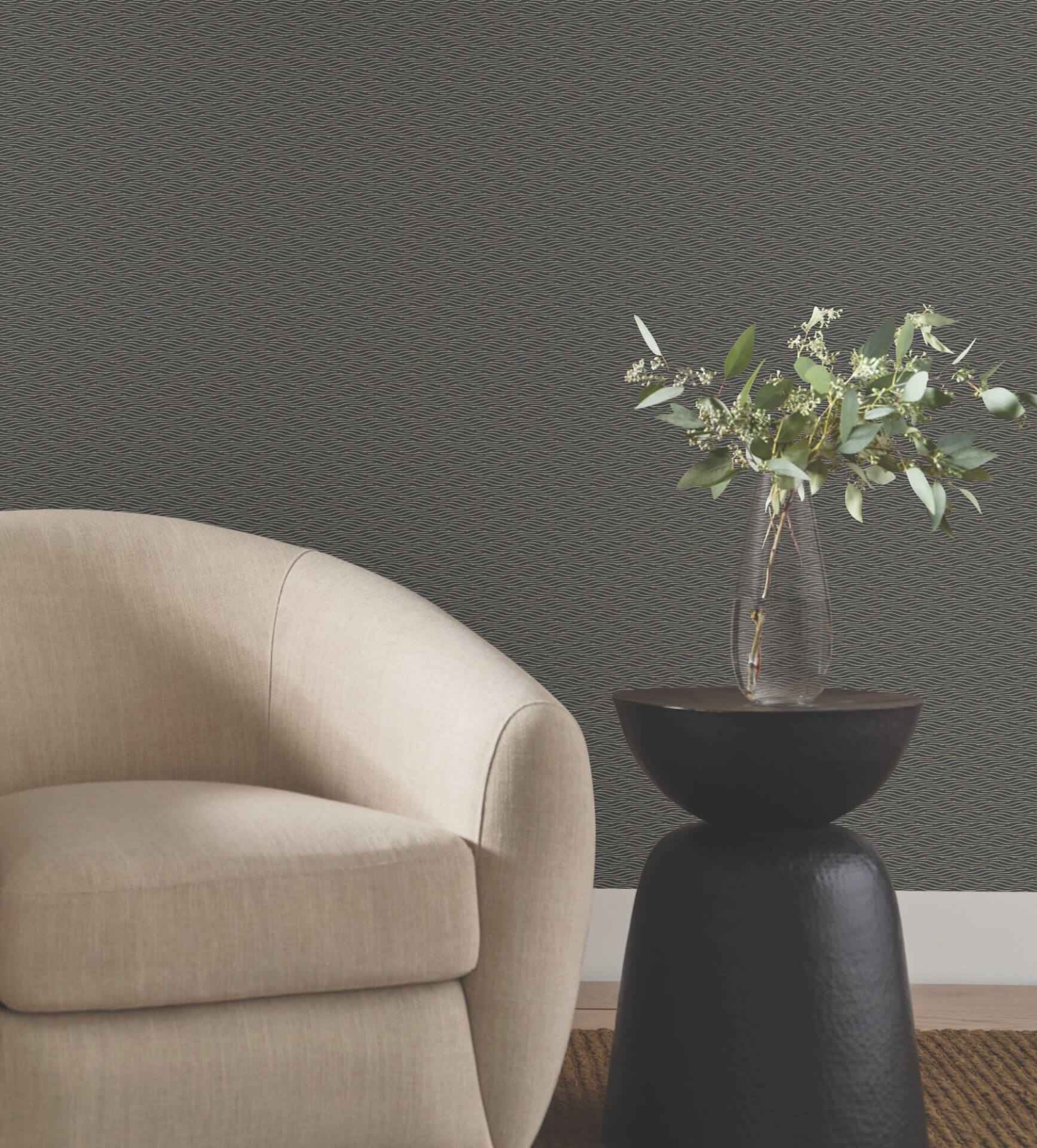Elevated Black Waves Wallpaper - York Wallcoverings - NT6151 - York Wallcoverings Wallpaper