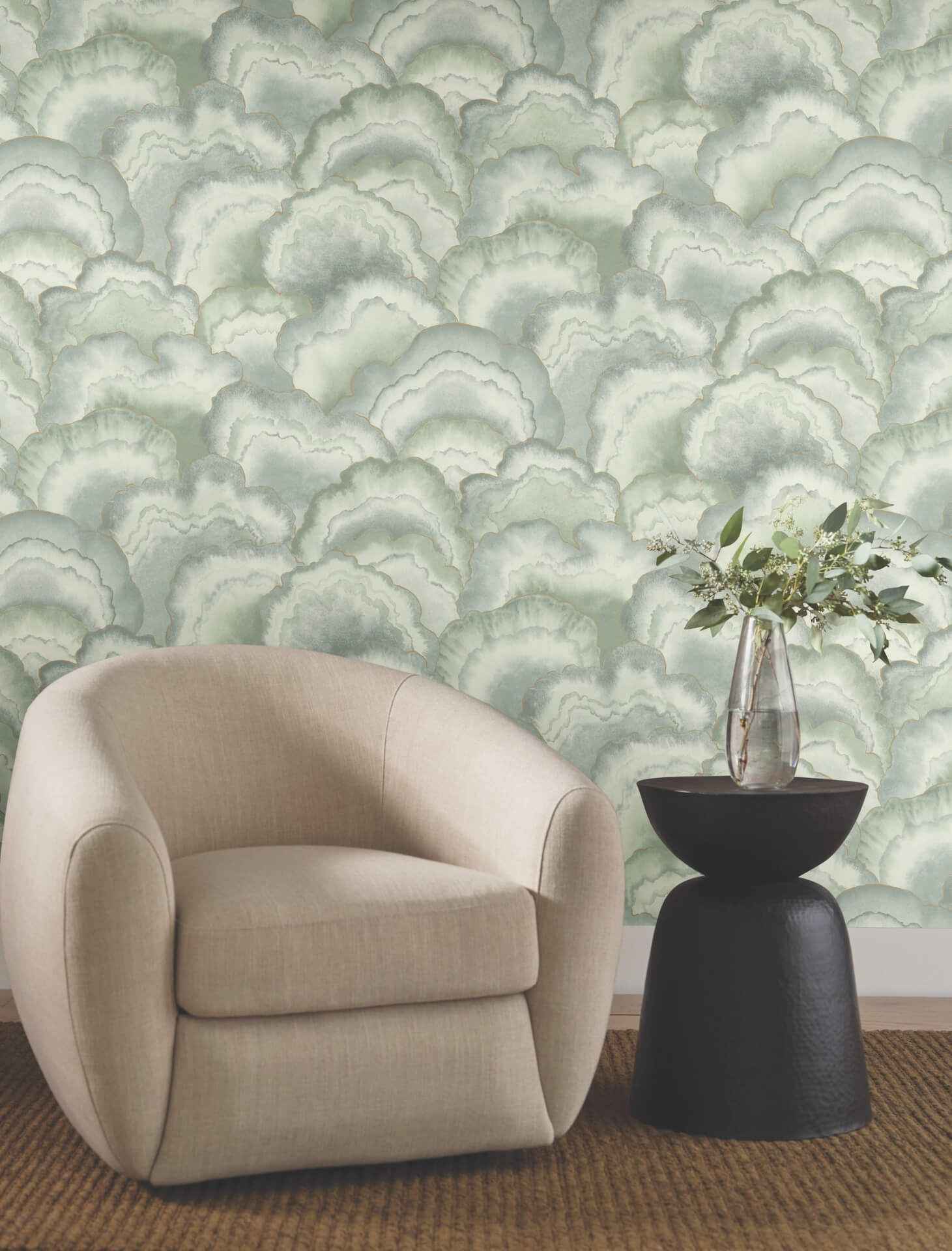 Abalone Seaglass Fans Wallpaper - York Wallcoverings - NT6181 - York Wallcoverings Wallpaper