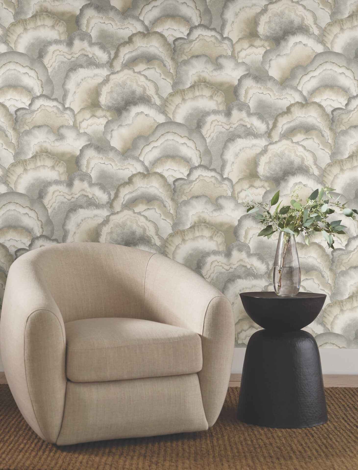 Abalone Smokey Fans Wallpaper - York Wallcoverings - NT6183 - York Wallcoverings Wallpaper