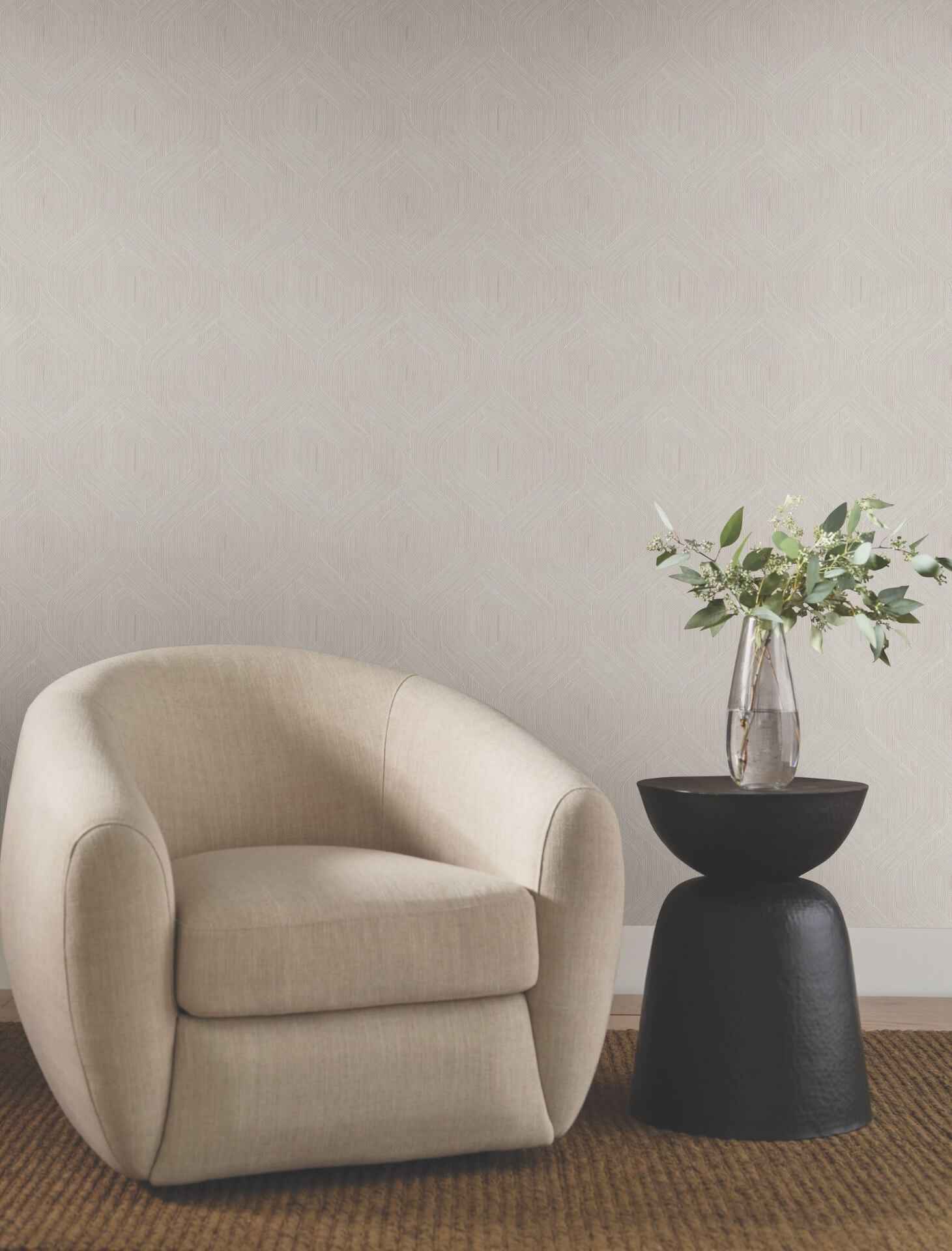 Fine Line Taupe Geometric Wallpaper - York Wallcoverings - NT6195 - York Wallcoverings Wallpaper