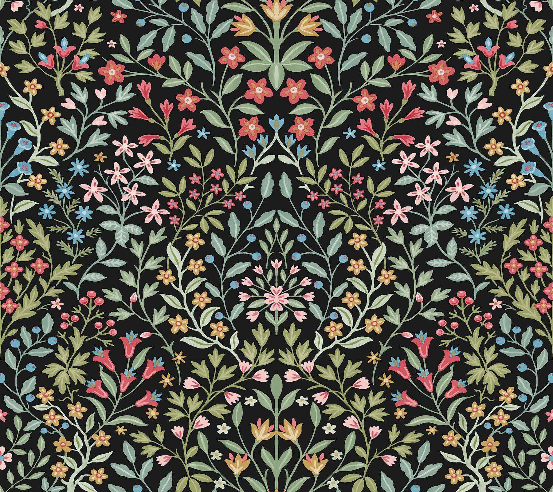 Garden Black & Multicolor Terrace Wallpaper - York Wallcoverings - MF4721 - York Wallcoverings Wallpaper
