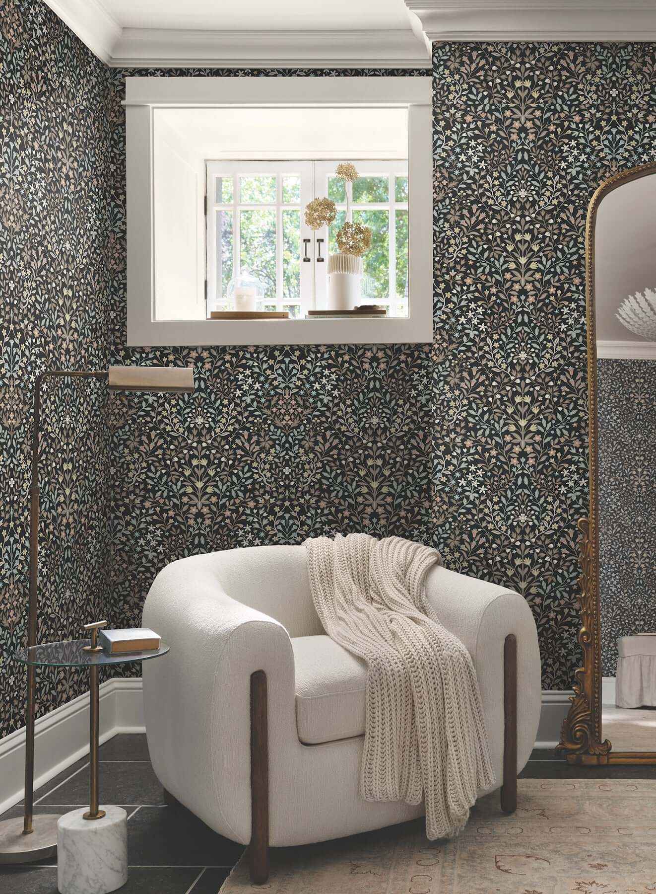Garden Black & Neutral Terrace Wallpaper - York Wallcoverings - MF4725 - York Wallcoverings Wallpaper