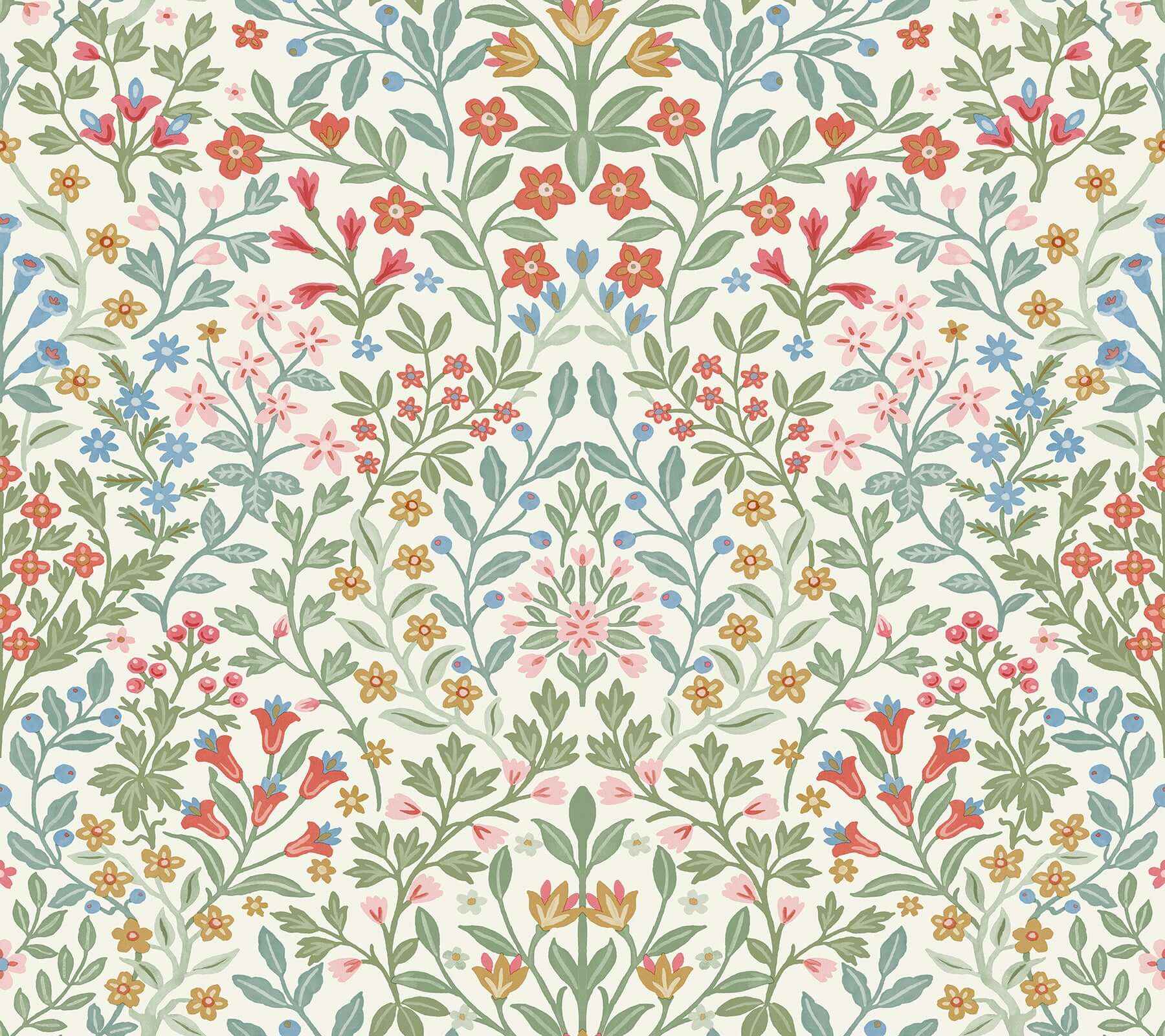 Garden White & Multicolor Terrace Wallpaper - York Wallcoverings - MF4726