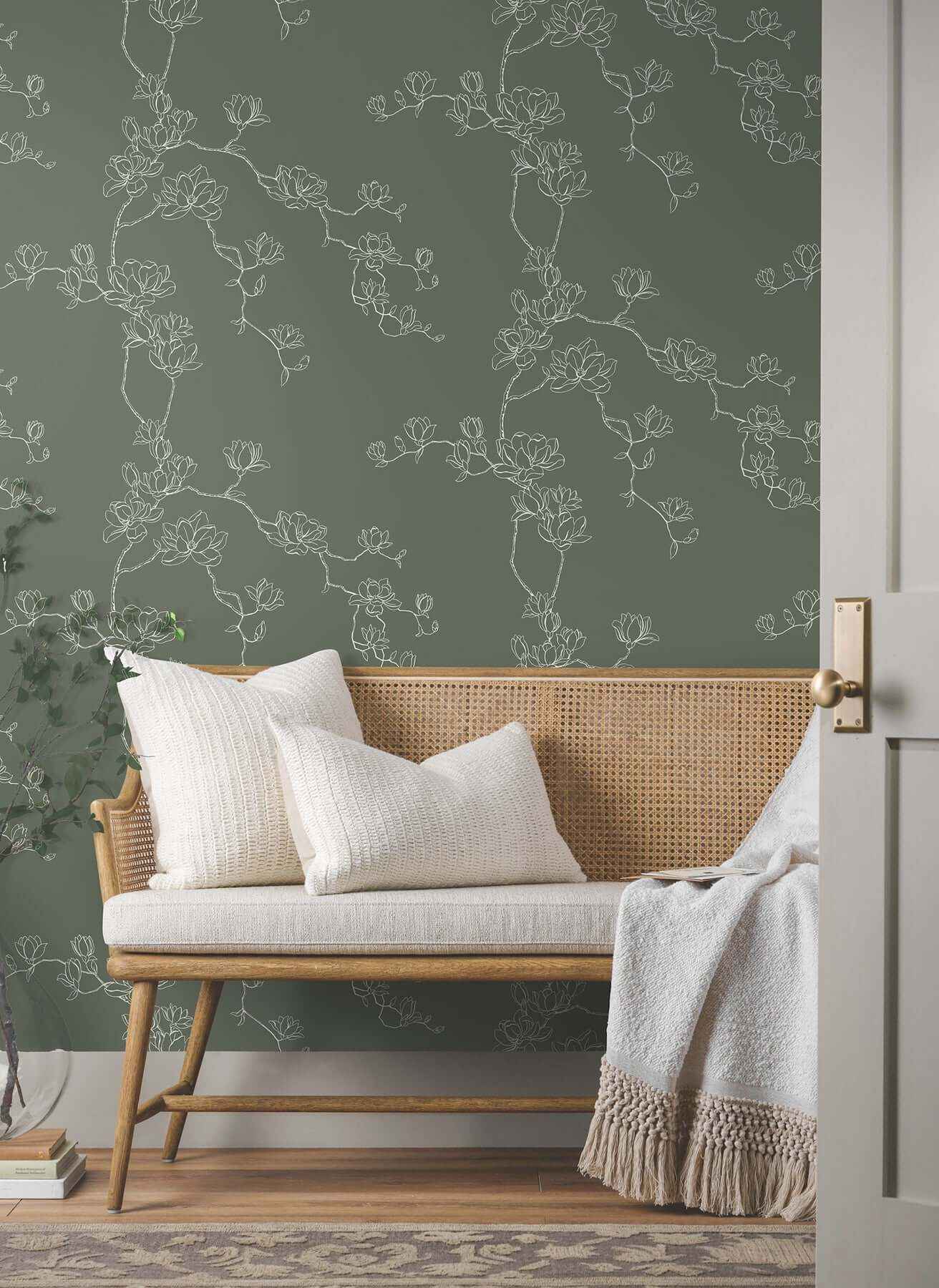 Magnolia Pine Branches Wallpaper - York Wallcoverings - MF4735 - York Wallcoverings Wallpaper