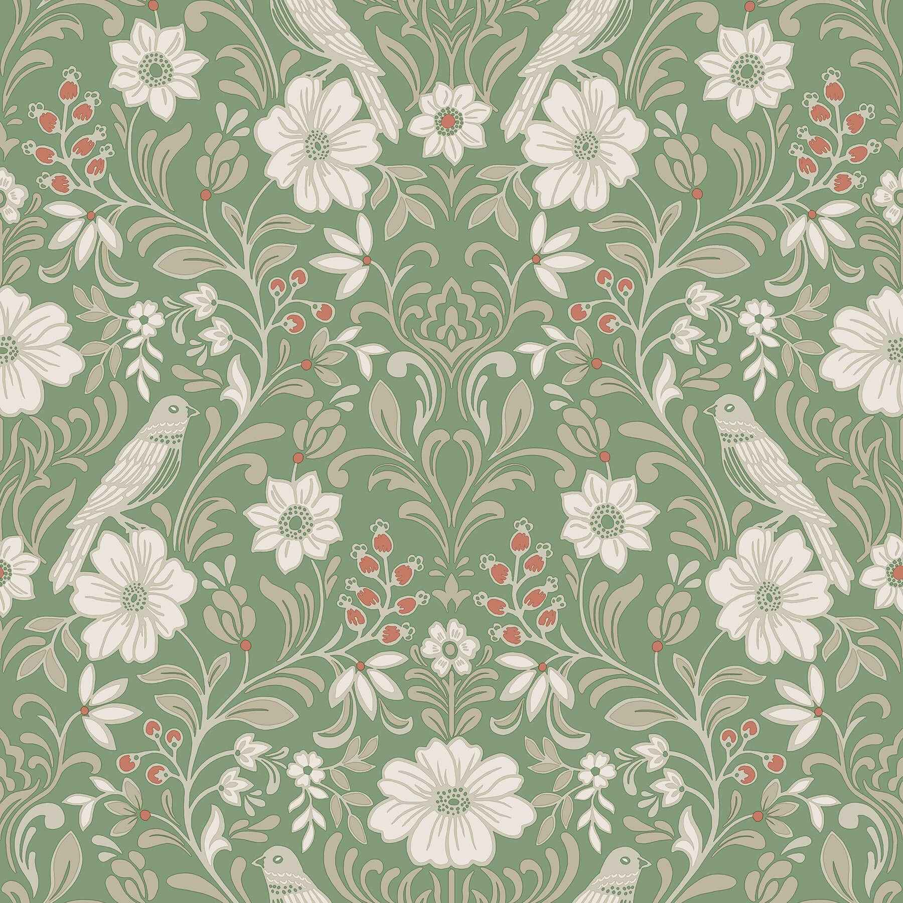 Colette Bright Green Wallpaper - York Wallcoverings - MF4747 - York Wallcoverings Wallpaper
