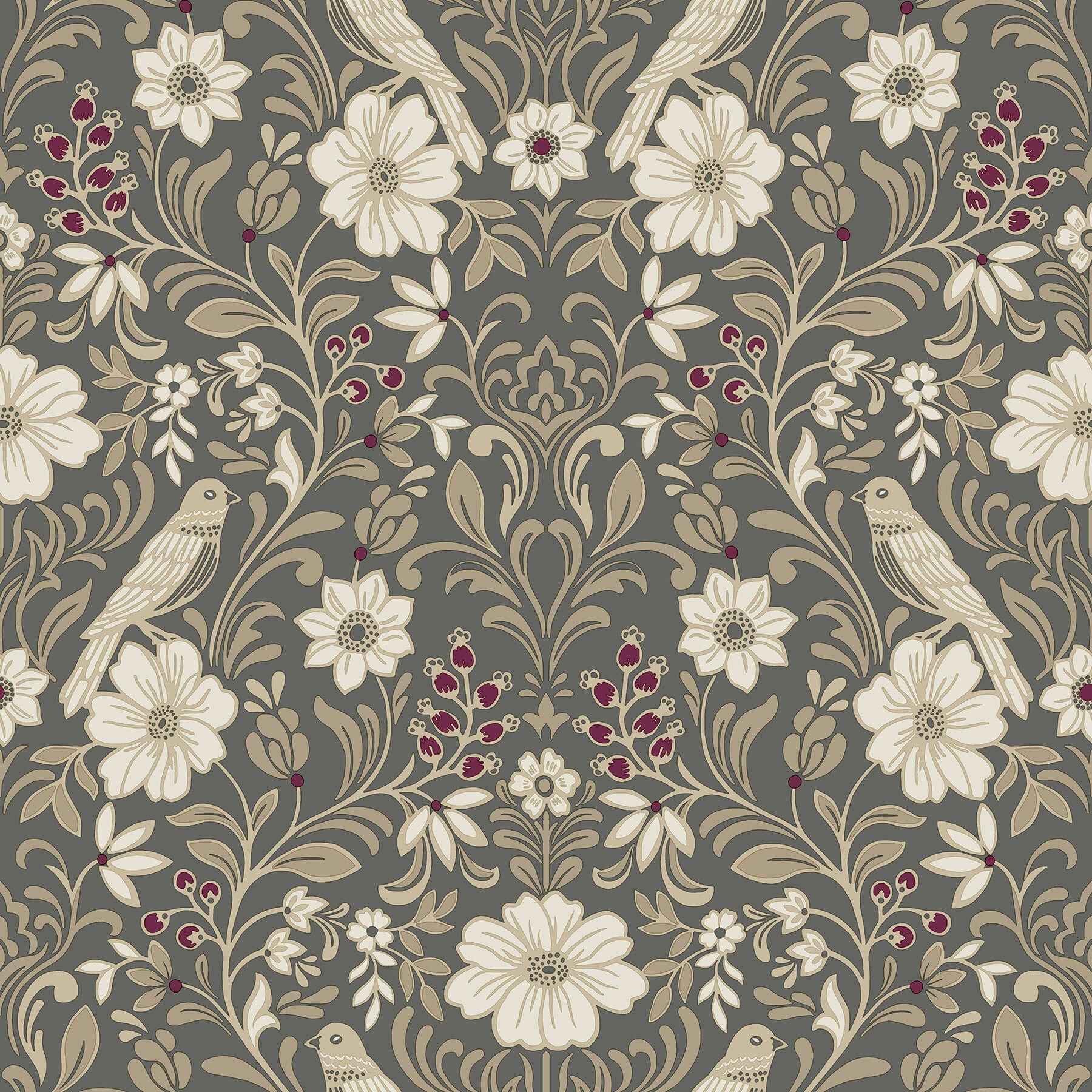 Colette Charcoal Wallpaper - York Wallcoverings - MF4743