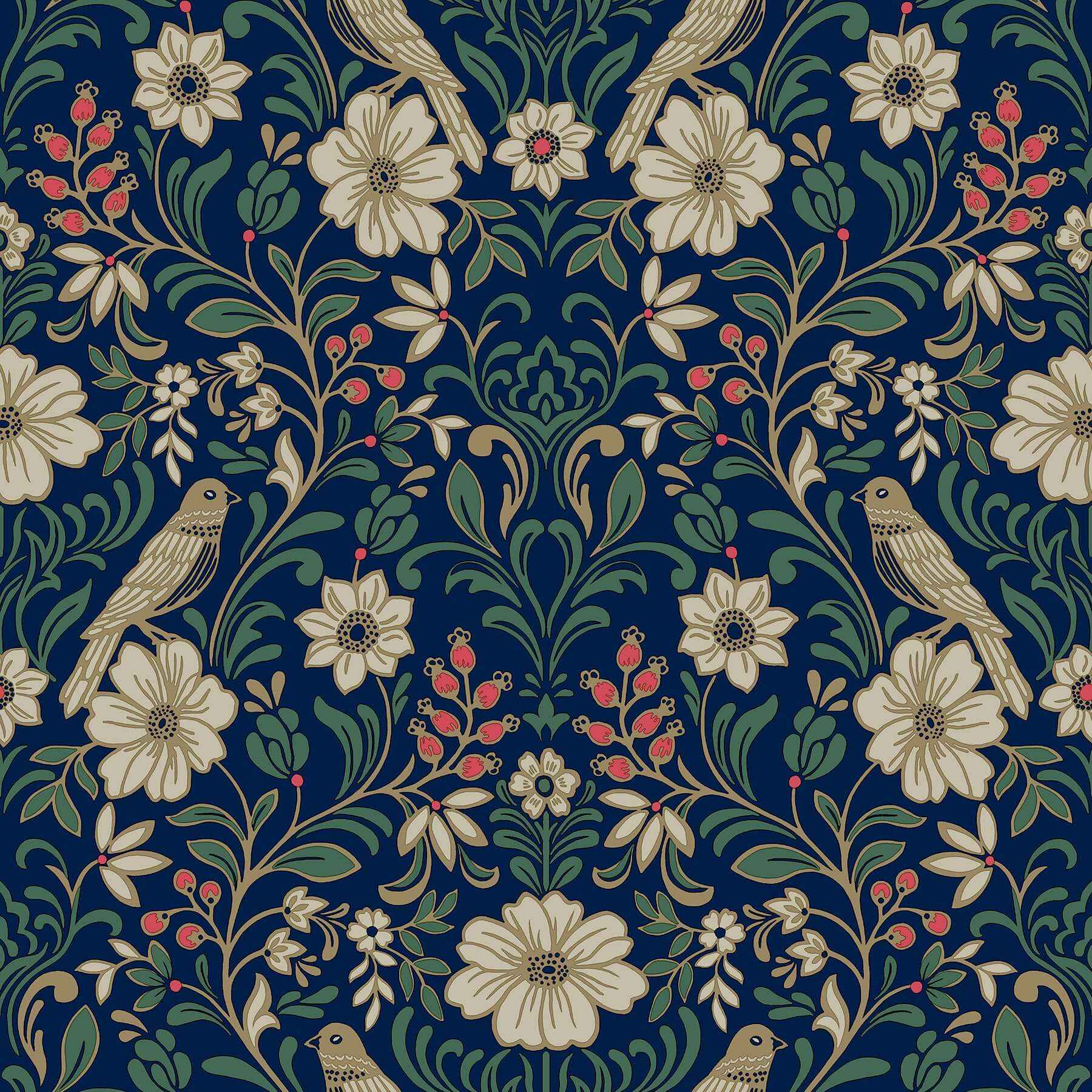 Colette Navy Wallpaper - York Wallcoverings - MF4745