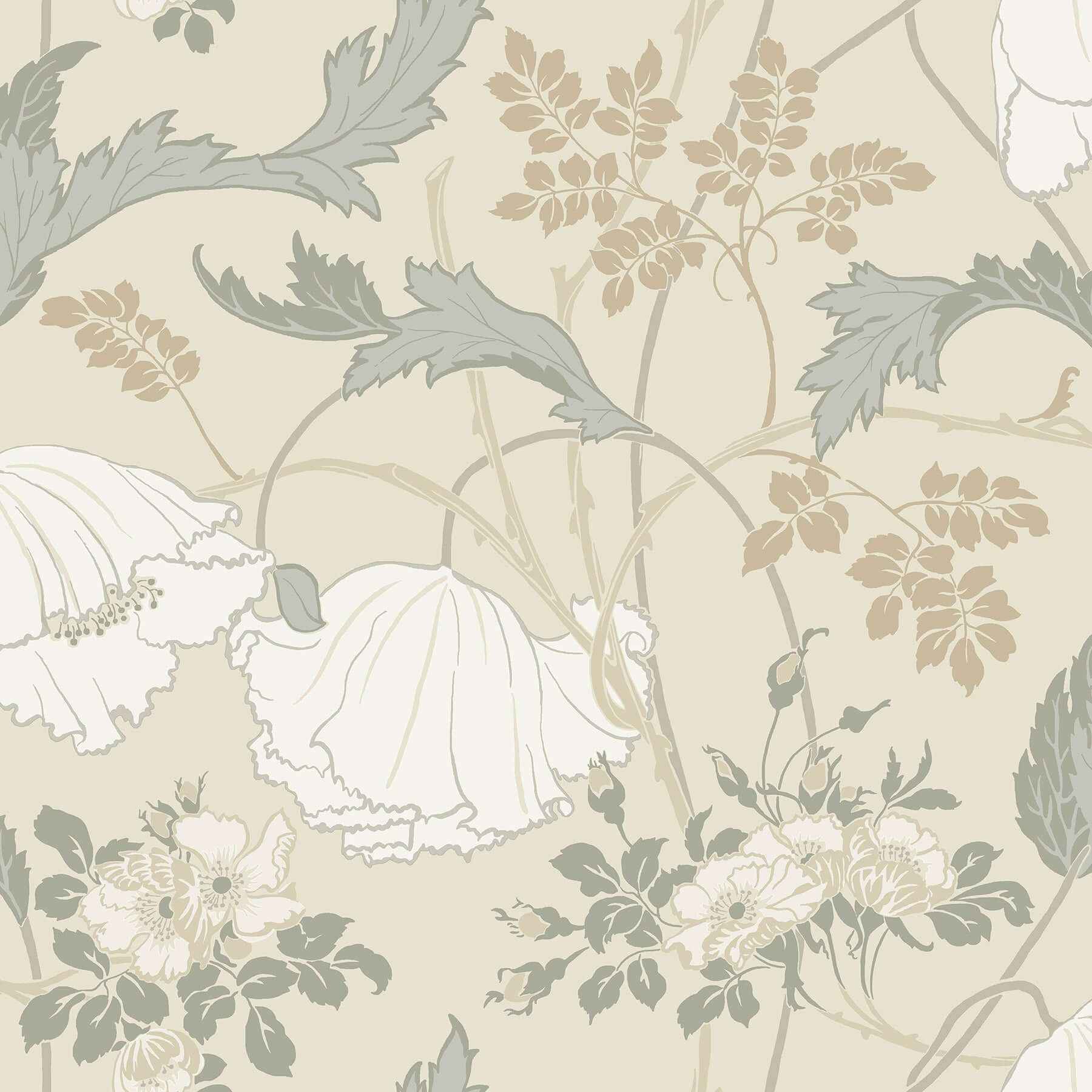 Gwendolyn Ivory & Grey Wallpaper - York Wallcoverings - MF4753 - York Wallcoverings Wallpaper