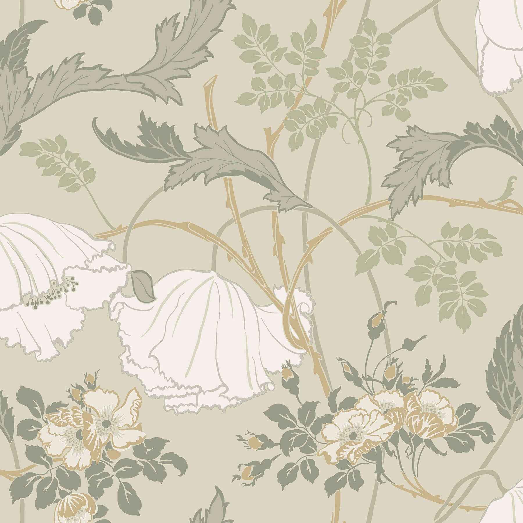 Gwendolyn Linen & Sage Wallpaper - York Wallcoverings - MF4754
