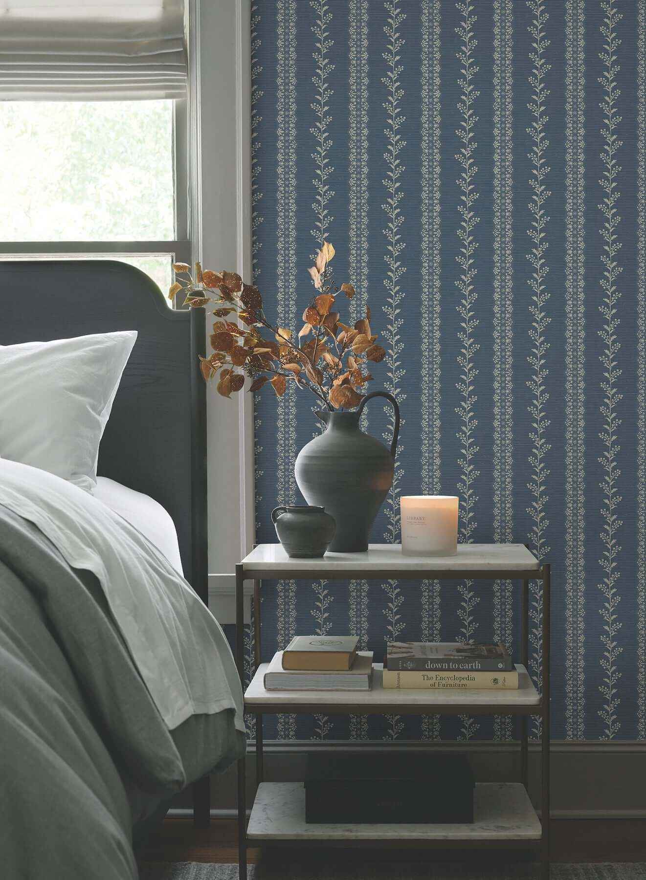 Everleigh Navy Wallpaper - York Wallcoverings - MF4766 - York Wallcoverings Wallpaper