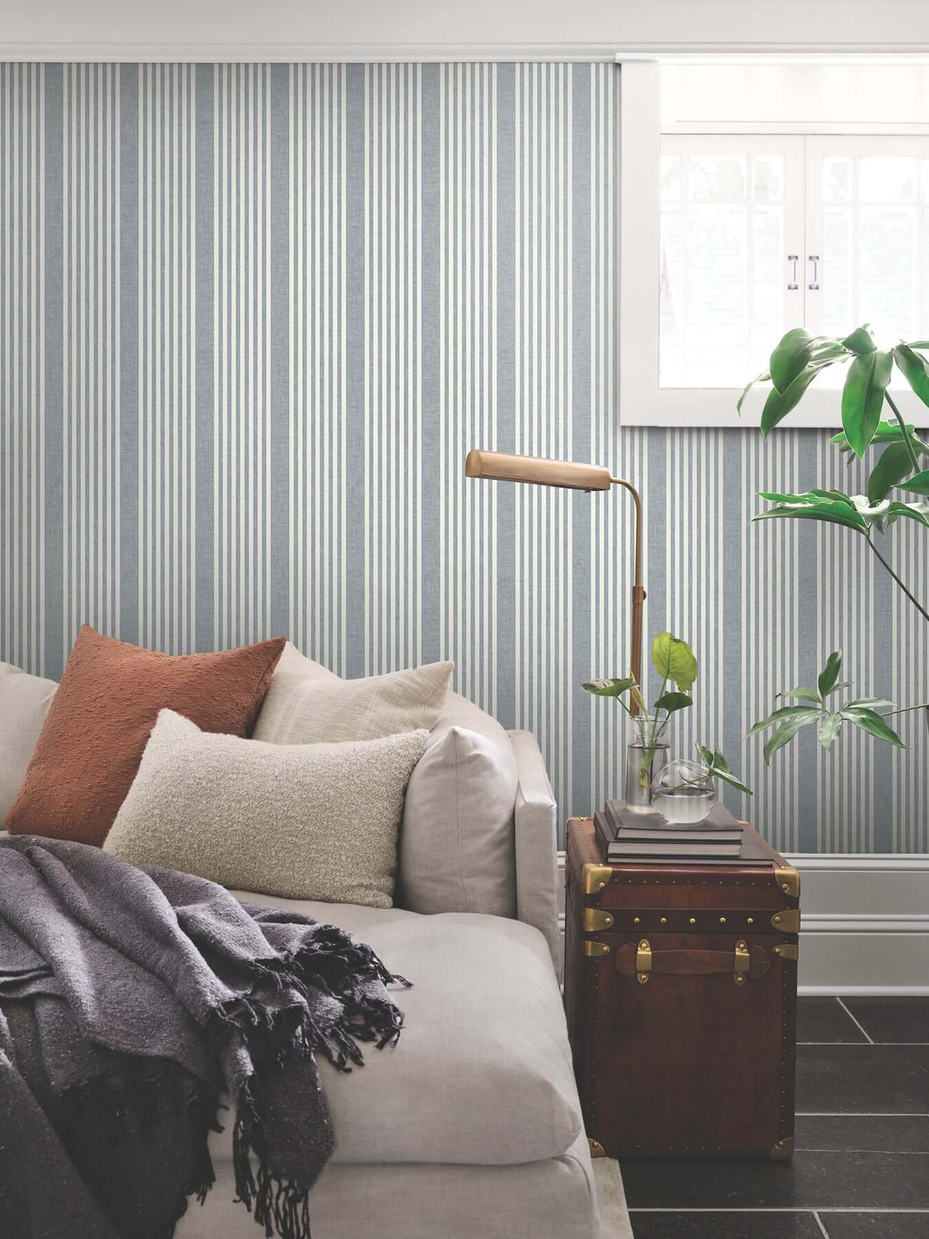 french-navy-linen-stripe-wallpaper-york-wallcoverings-mf4768 - York Wallcoverings Wallpaper