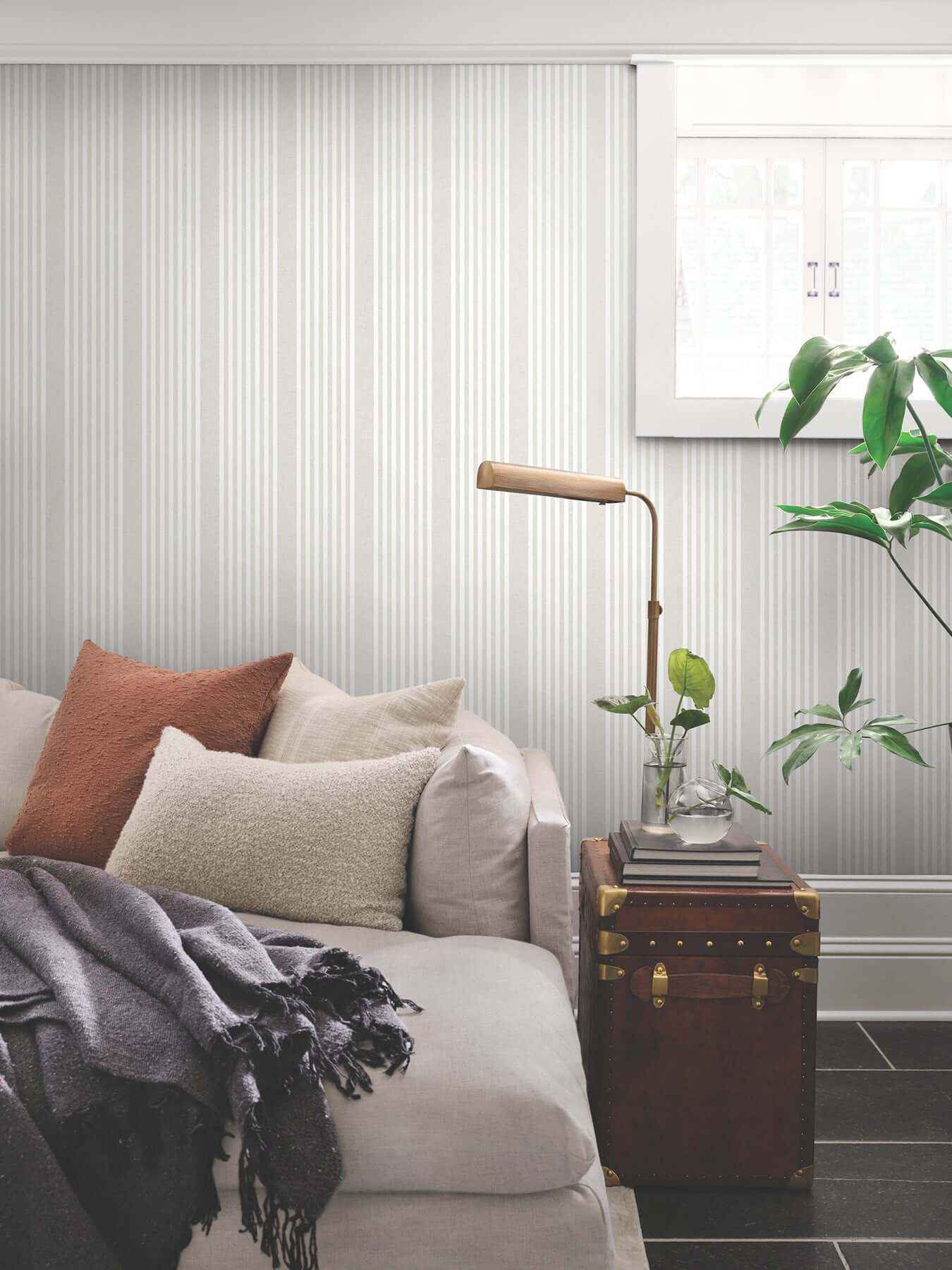 French Soft Linen Stripe Wallpaper - York Wallcoverings - SR1581MH - York Wallcoverings Wallpaper