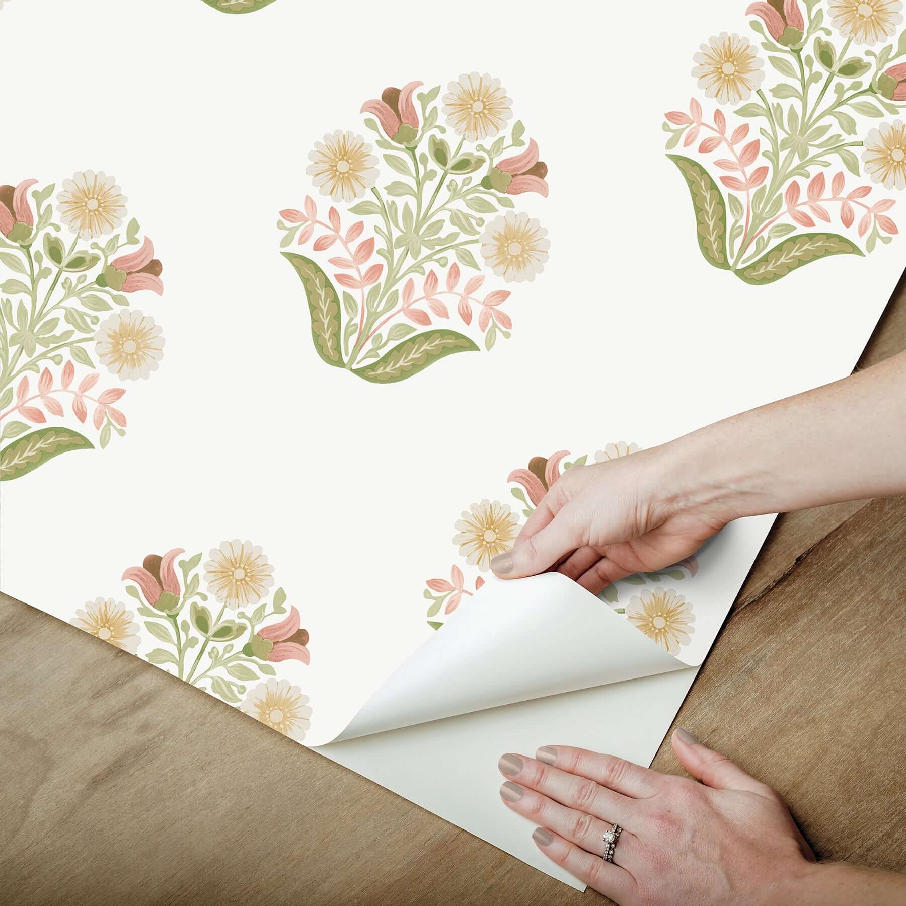 sophie-pink-floral-medallion-peel-stick-wallpaper-york-wallcoverings-psw1577rl - York Wallcoverings Wallpaper