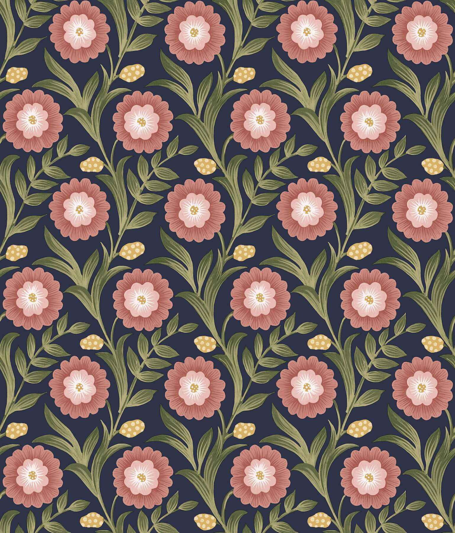 Lillian Blue Floral Vine Peel & Stick Wallpaper - York Wallcoverings - PSW1580RL - York Wallcoverings Wallpaper
