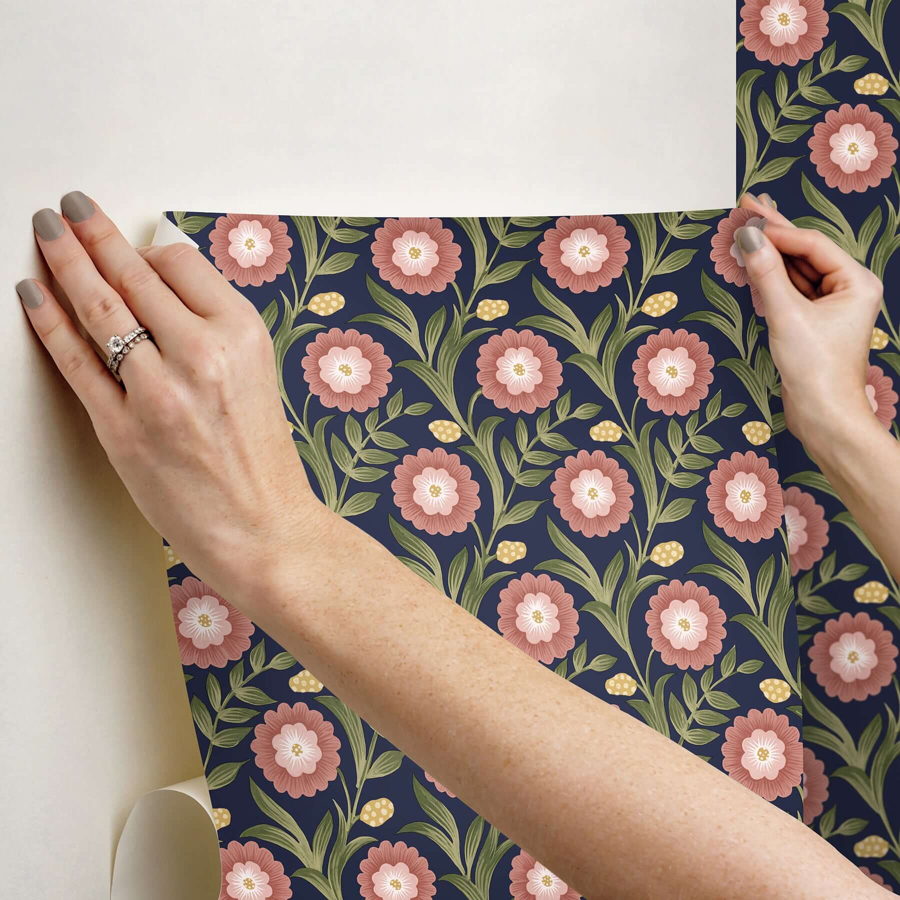 lillian-blue-floral-vine-peel-stick-wallpaper-york-wallcoverings-psw1580rl - York Wallcoverings Wallpaper