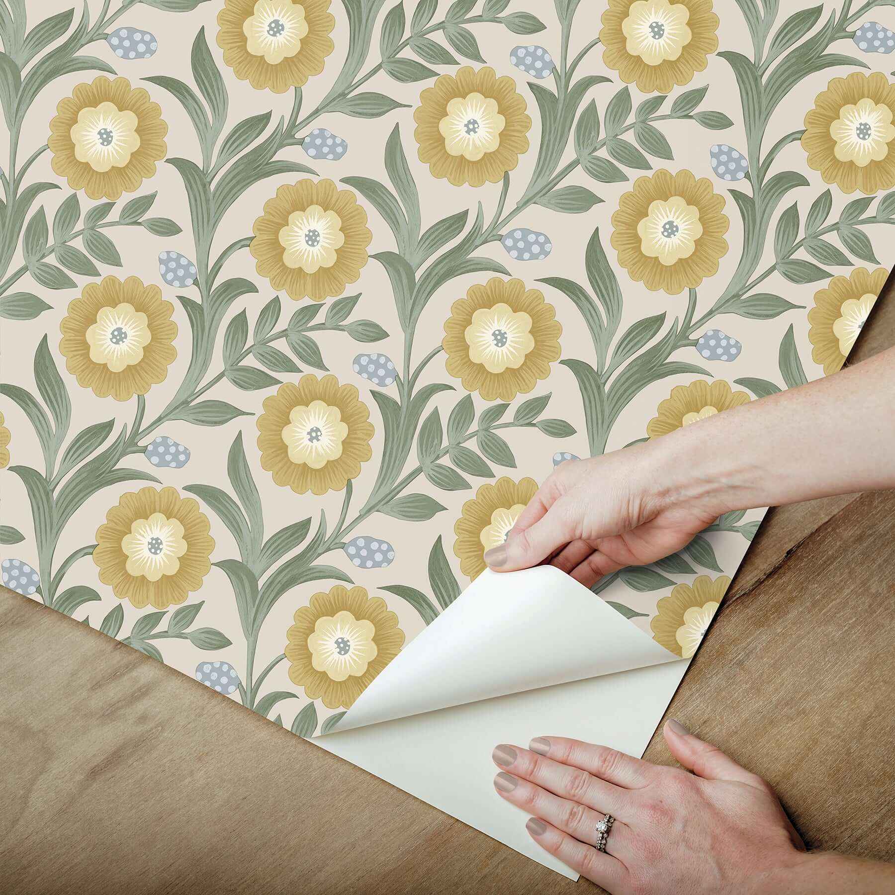 Lillian Sage Floral Vine Peel & Stick Wallpaper - York Wallcoverings - PSW1579RL - York Wallcoverings Wallpaper