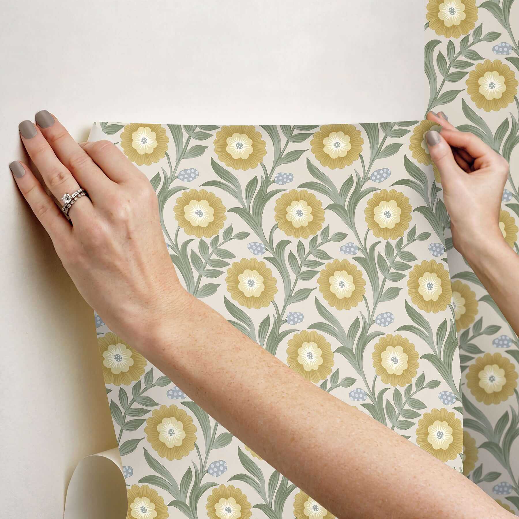lillian-sage-floral-vine-peel-stick-wallpaper-york-wallcoverings-psw1579rl - York Wallcoverings Wallpaper