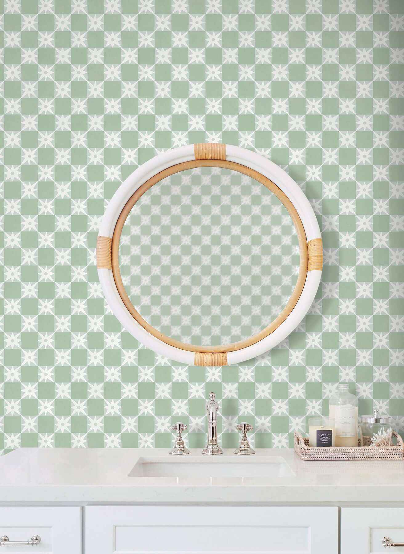 Stardust Green Checkerboard Peel & Stick Wallpaper - York Wallcoverings - PSW1587RL - York Wallcoverings Wallpaper