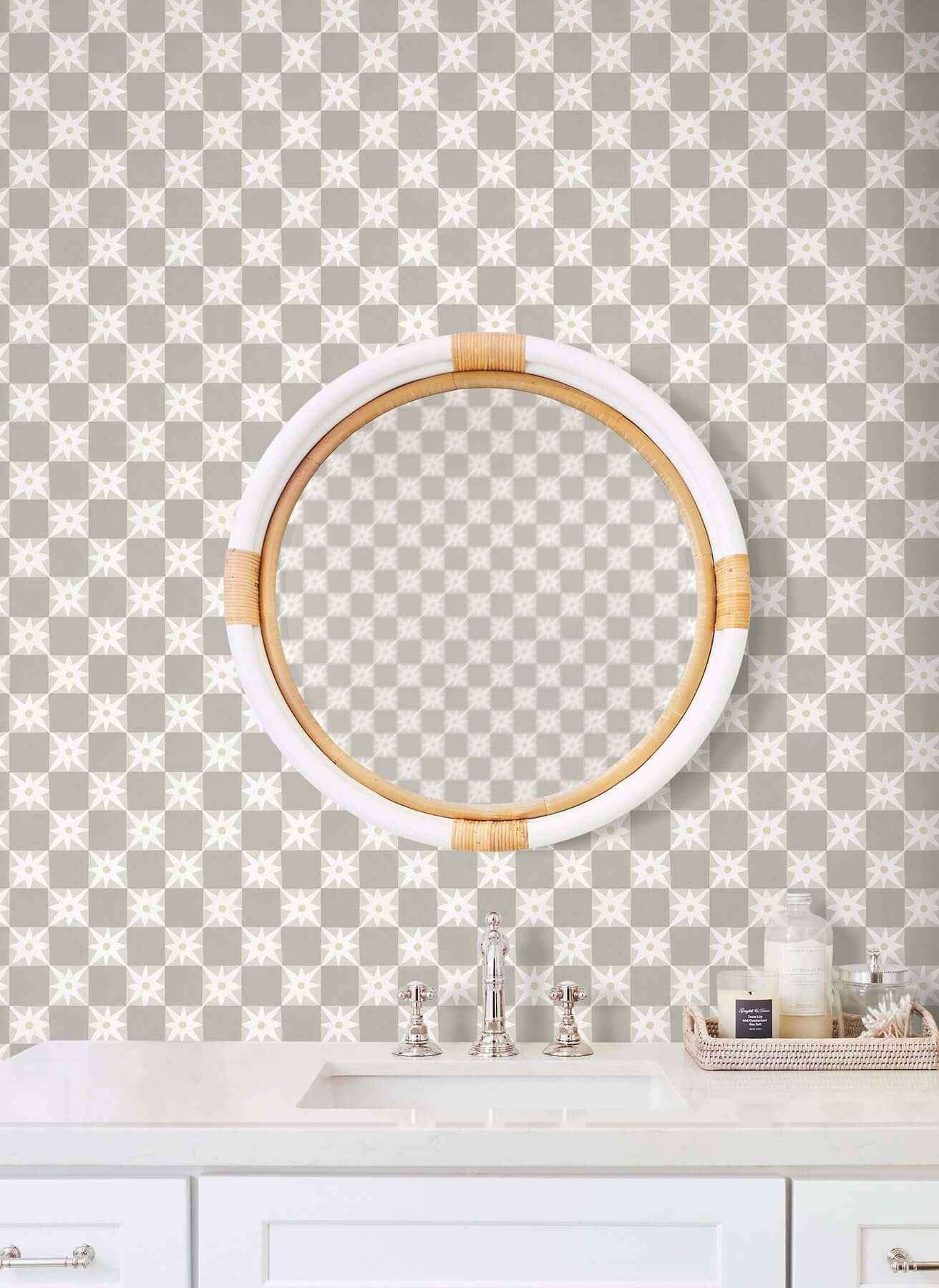 Stardust Warm Grey Checkerboard Peel & Stick Wallpaper - York Wallcoverings - PSW1589RL - York Wallcoverings Wallpaper