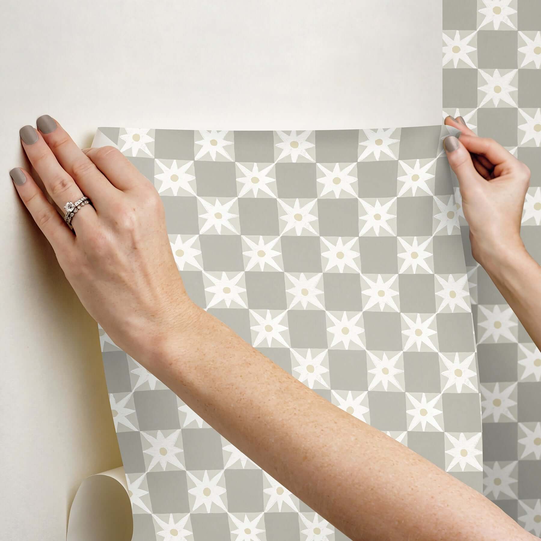 stardust-warm-grey-checkerboard-peel-stick-wallpaper-york-wallcoverings-psw1589rl - York Wallcoverings Wallpaper