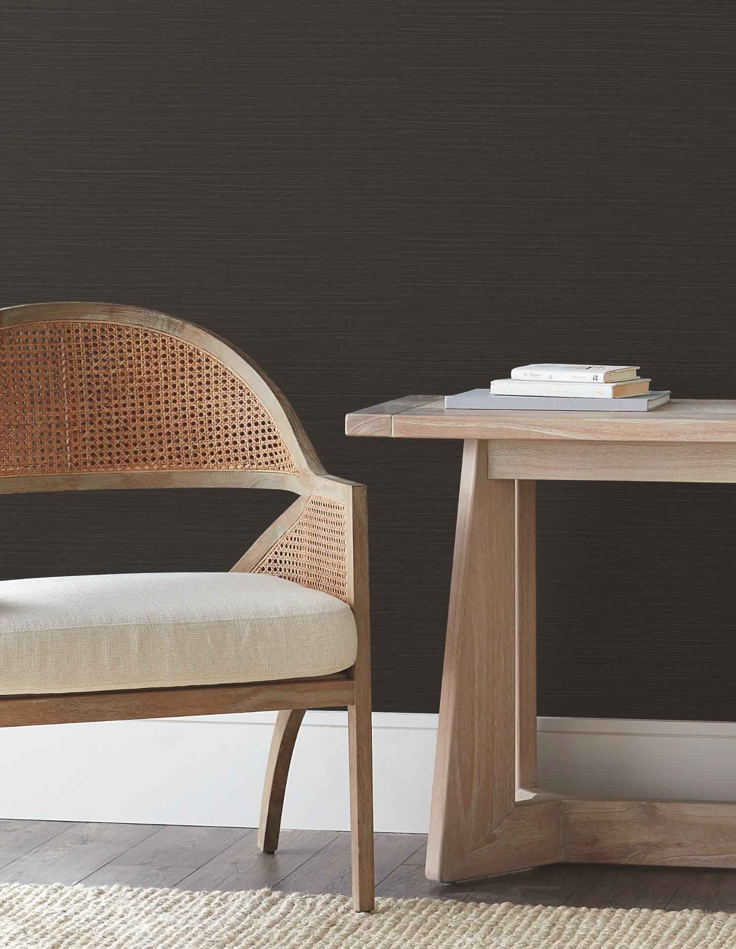 Natural Sisal Black Peel & Stick Grasscloth Wallpaper - York Wallcoverings - PSW1593RL - York Wallcoverings Wallpaper