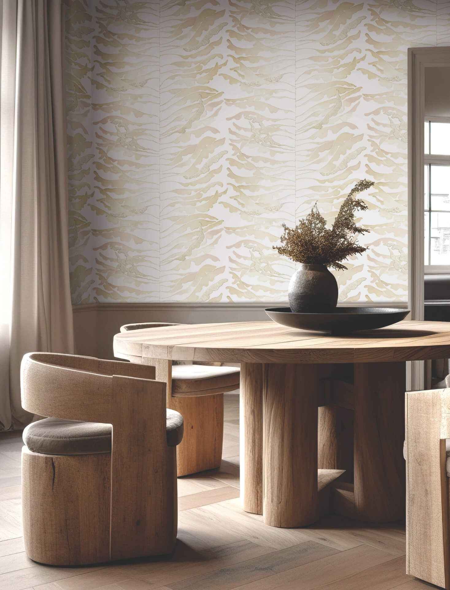 Leaf Column Taupe Wallpaper - York Wallcoverings - FM1041 - York Wallcoverings Wallpaper