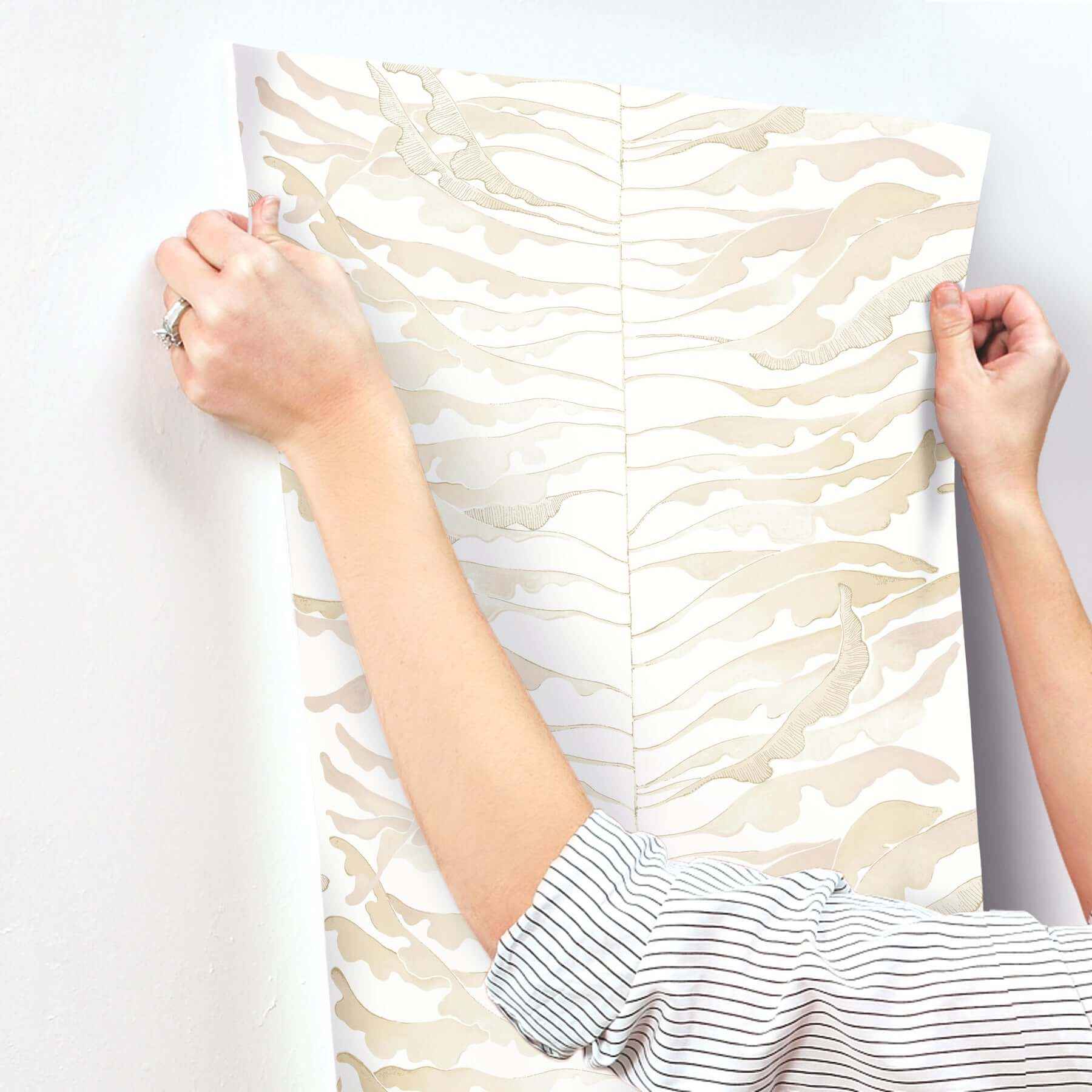 Leaf Column Taupe Wallpaper - York Wallcoverings - FM1041 - York Wallcoverings Wallpaper