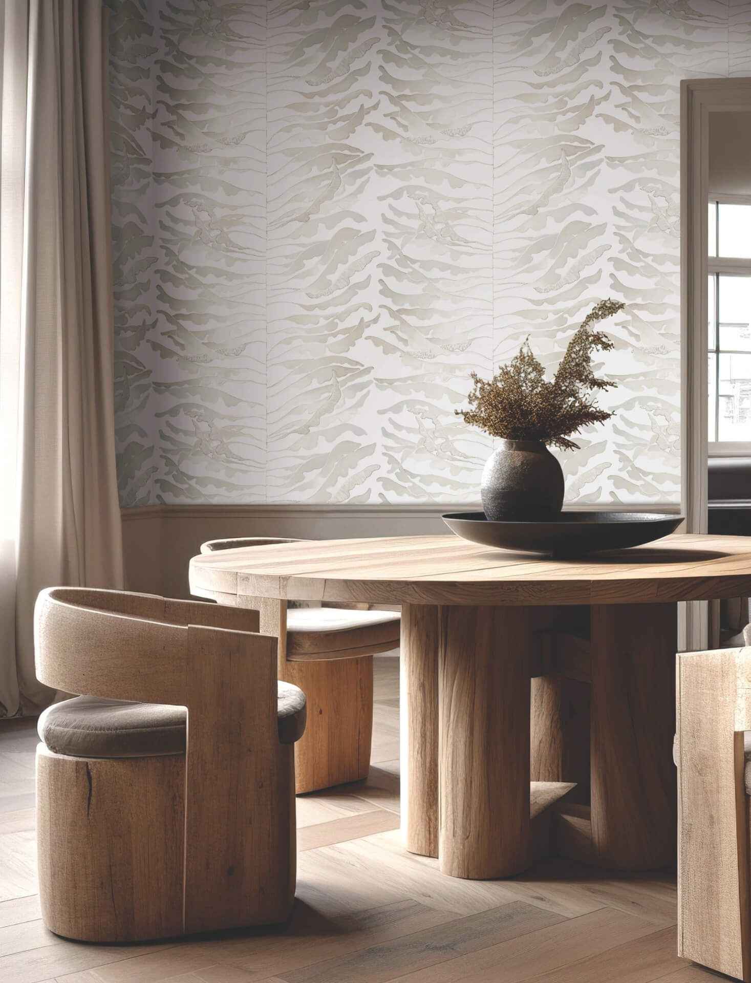 Leaf Column Neutral Wallpaper - York Wallcoverings - FM1044