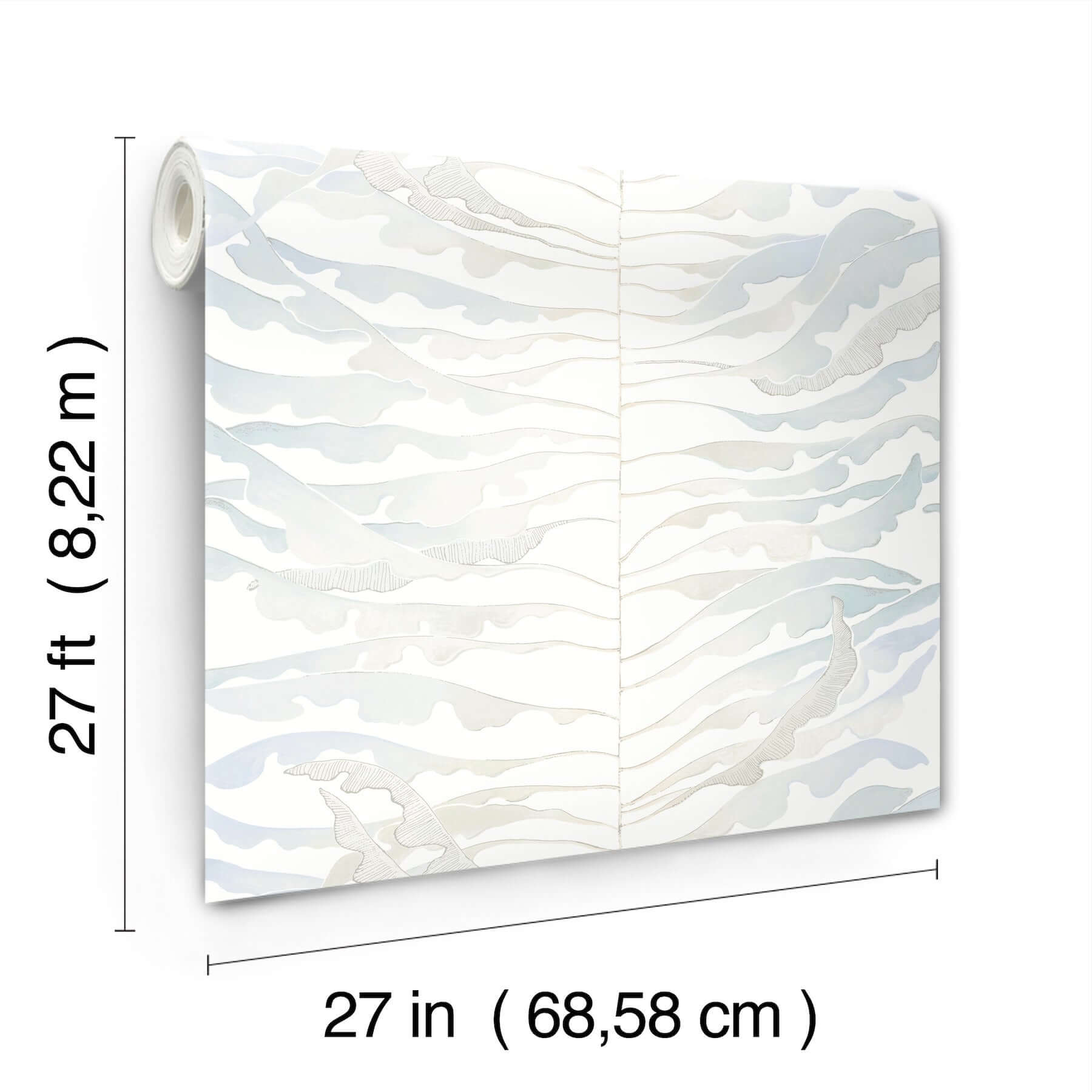 leaf-column-spa-blue-wallpaper-york-wallcoverings-fm1046 - York Wallcoverings Wallpaper