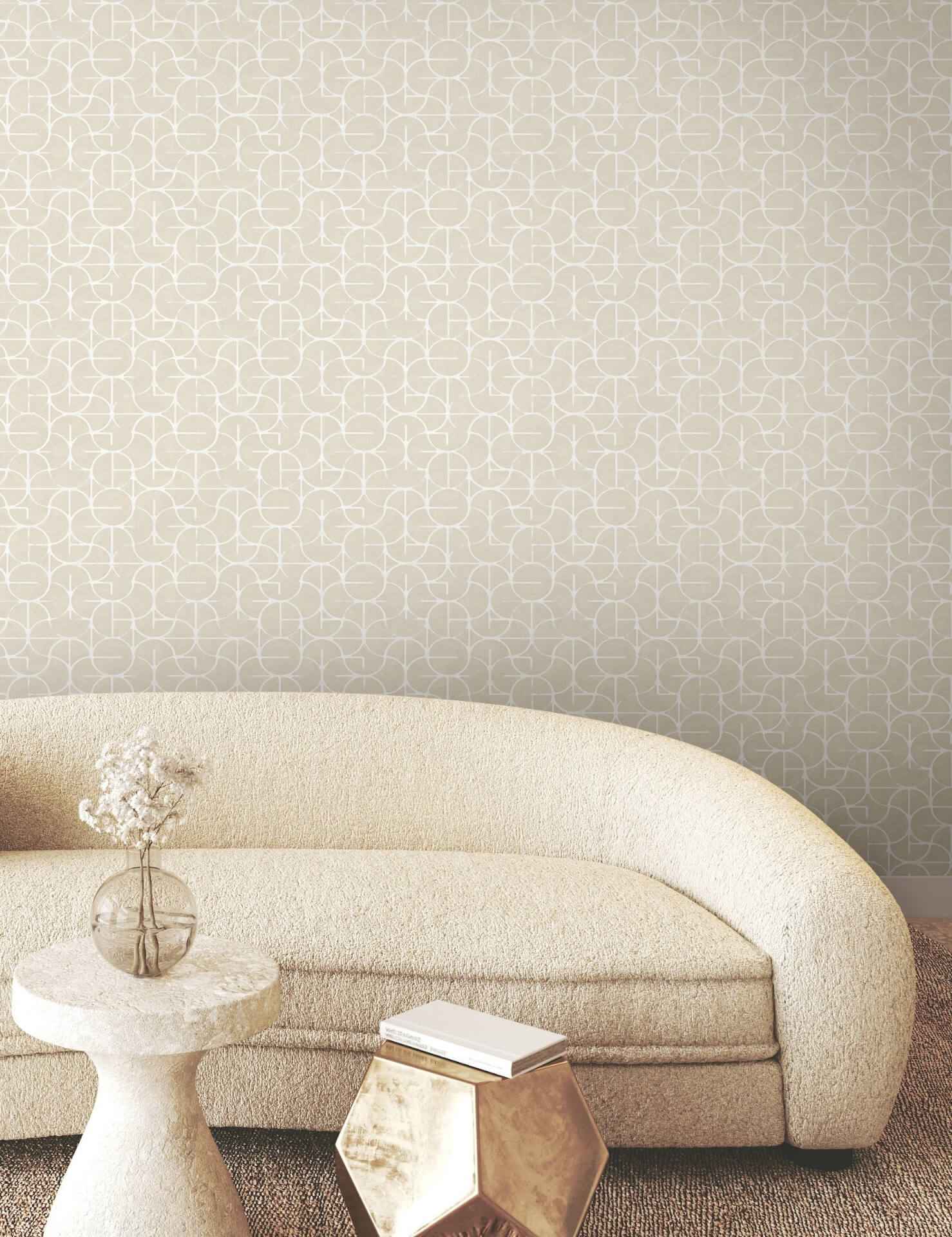 Looking Glass Beige Wallpaper - York Wallcoverings - FM1103 - York Wallcoverings Wallpaper
