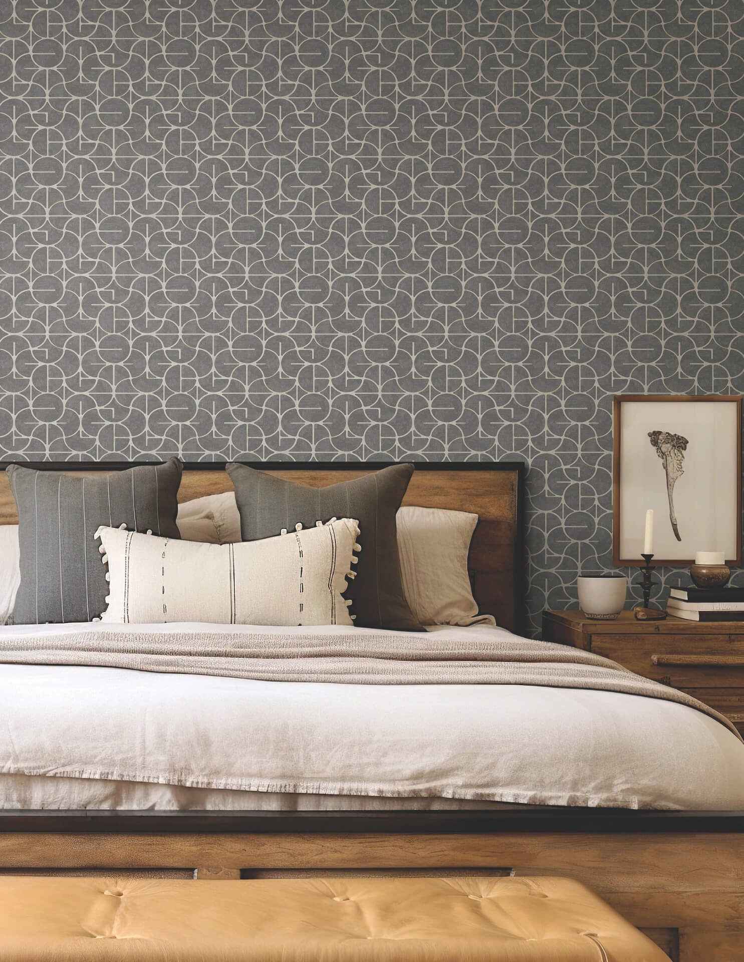 Looking Glass Charcoal Wallpaper - York Wallcoverings - FM1104 - York Wallcoverings Wallpaper