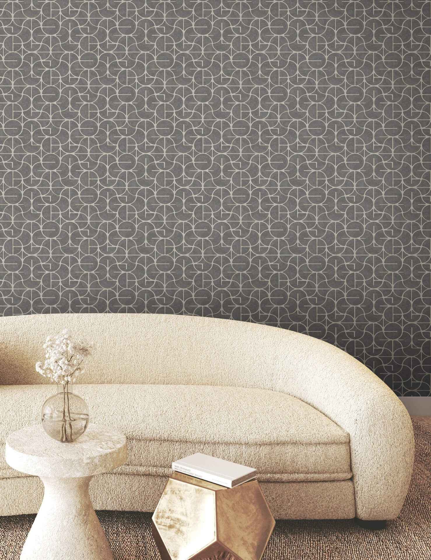 Looking Glass Charcoal Wallpaper - York Wallcoverings - FM1104 - York Wallcoverings Wallpaper