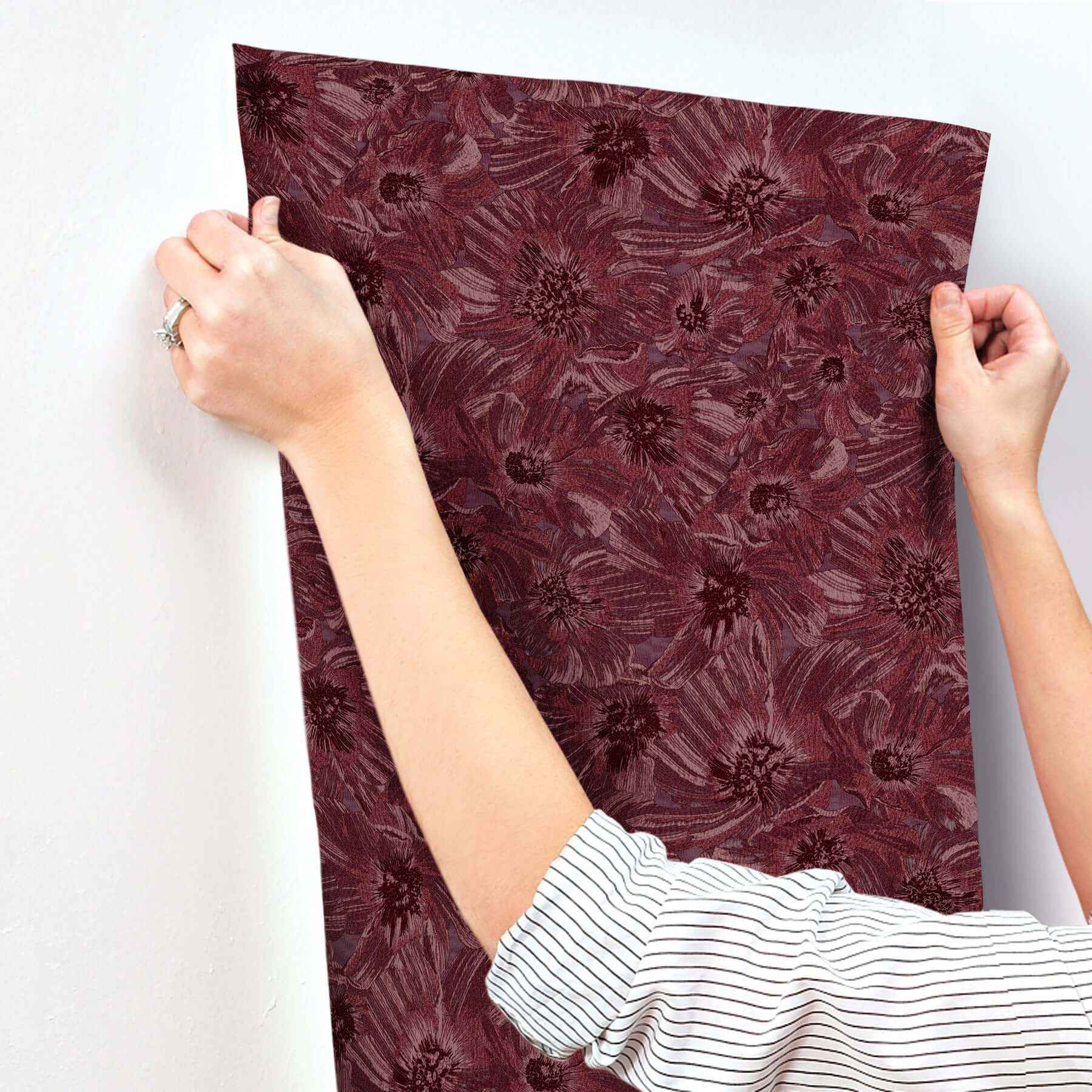 Anemoni Burgundy Wallpaper - York Wallcoverings - MI10505 - York Wallcoverings Wallpaper
