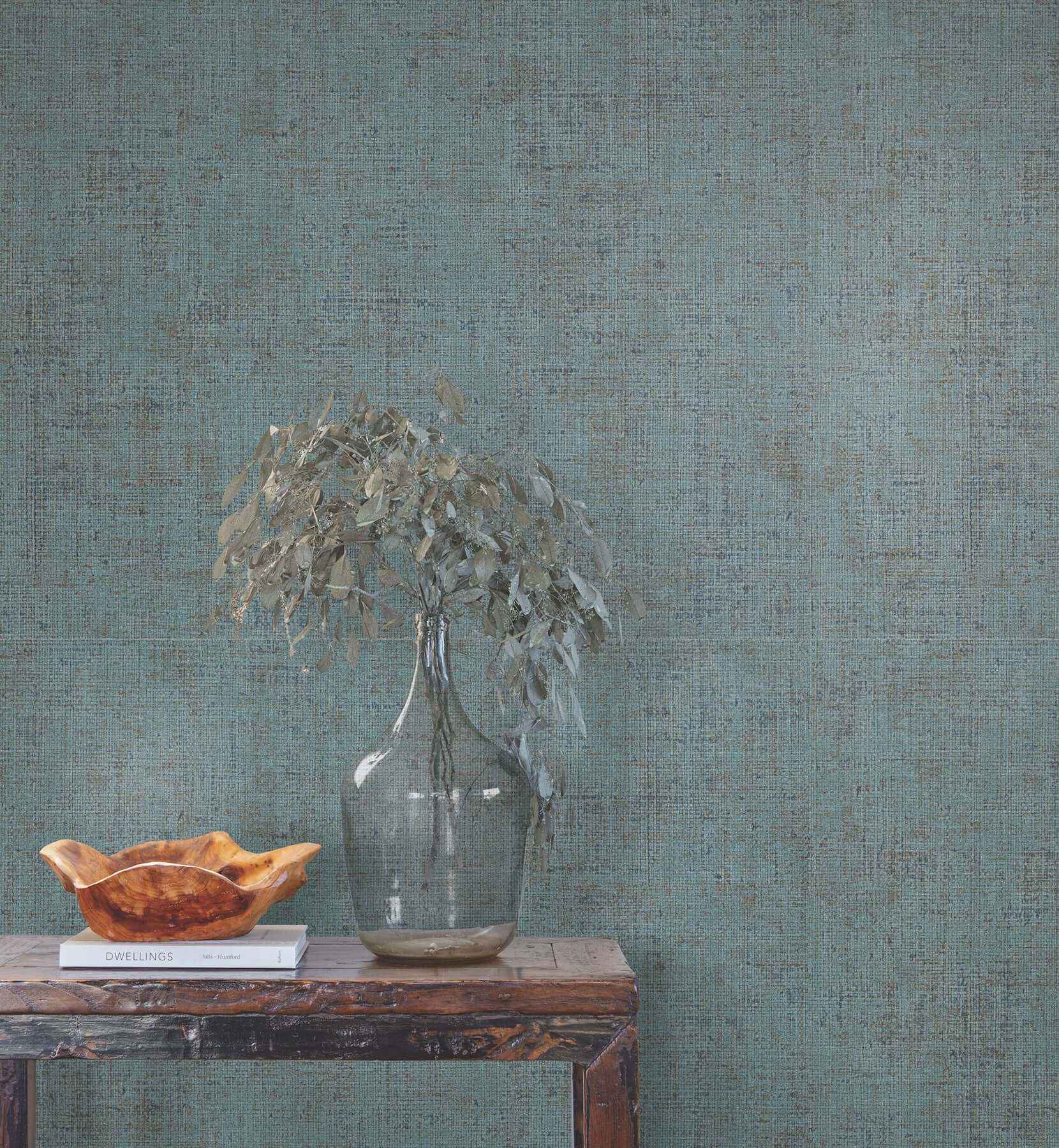 Alma Blue Faux Weave Wallpaper - York Wallcoverings - SI7151