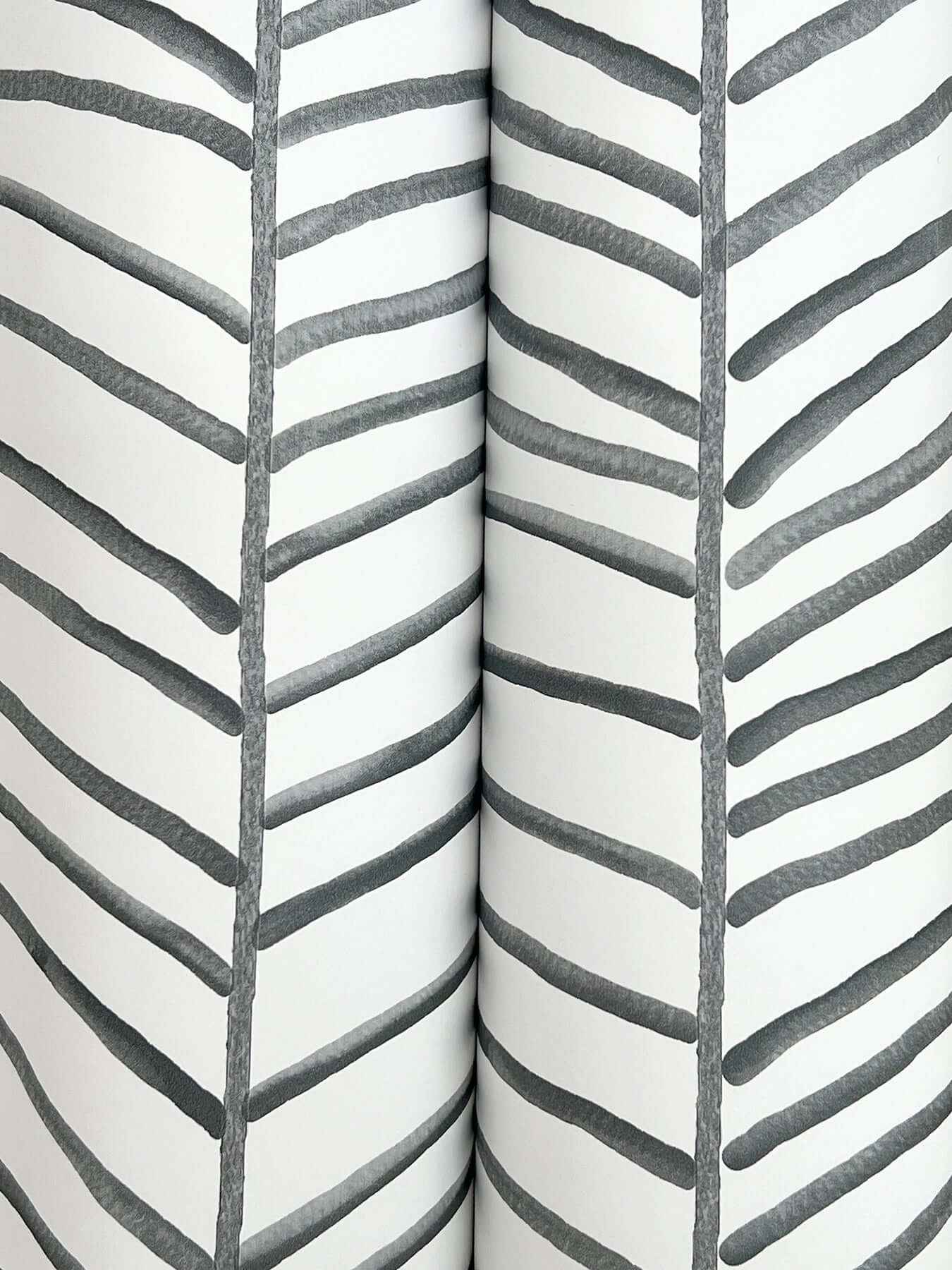 Cascade Palm Chevron Onyx Wallpaper - York Wallcoverings - MT5673 - York Wallcoverings Wallpaper