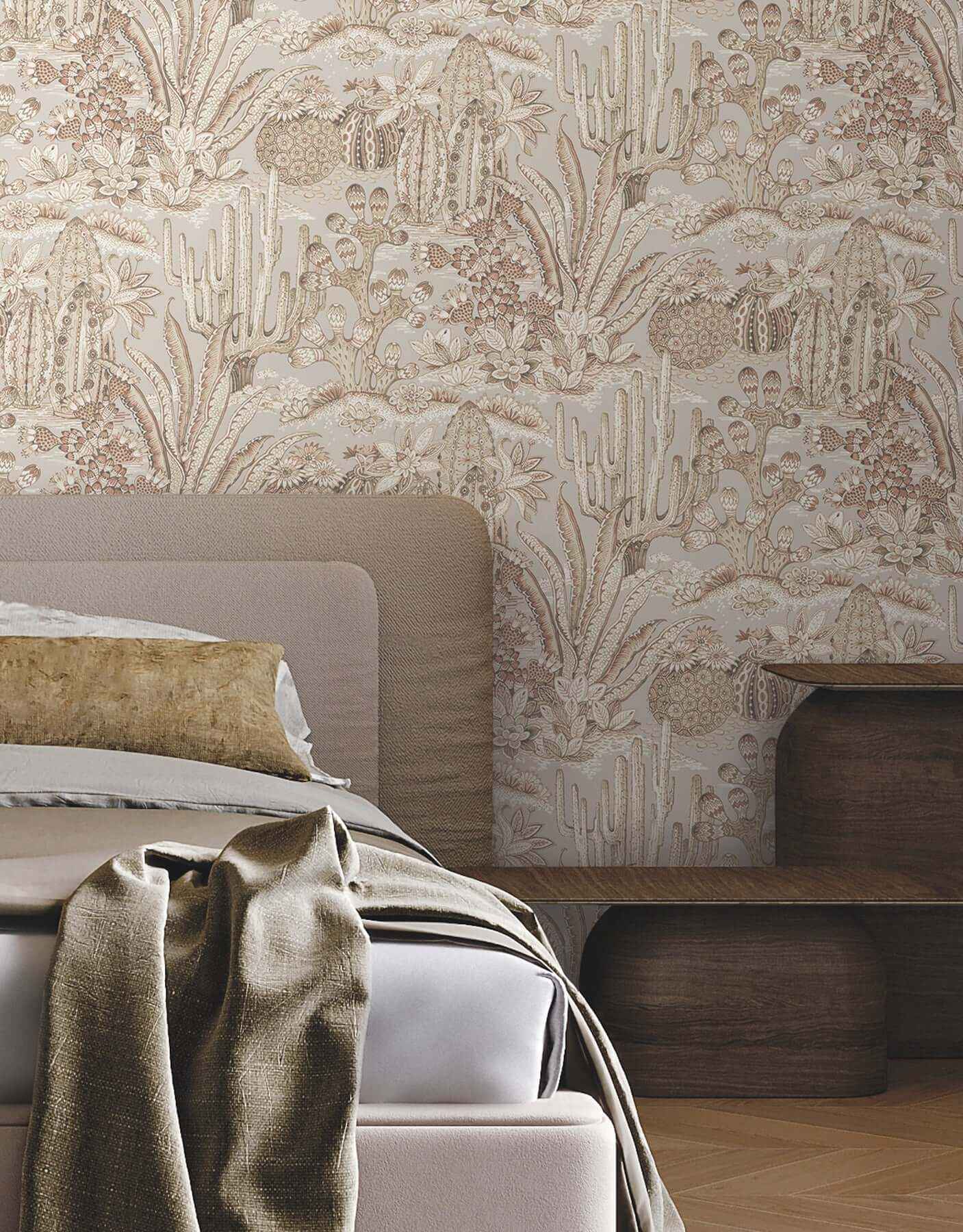 Lotus Land Cacti Baked Clay Wallpaper - York Wallcoverings - MT5632