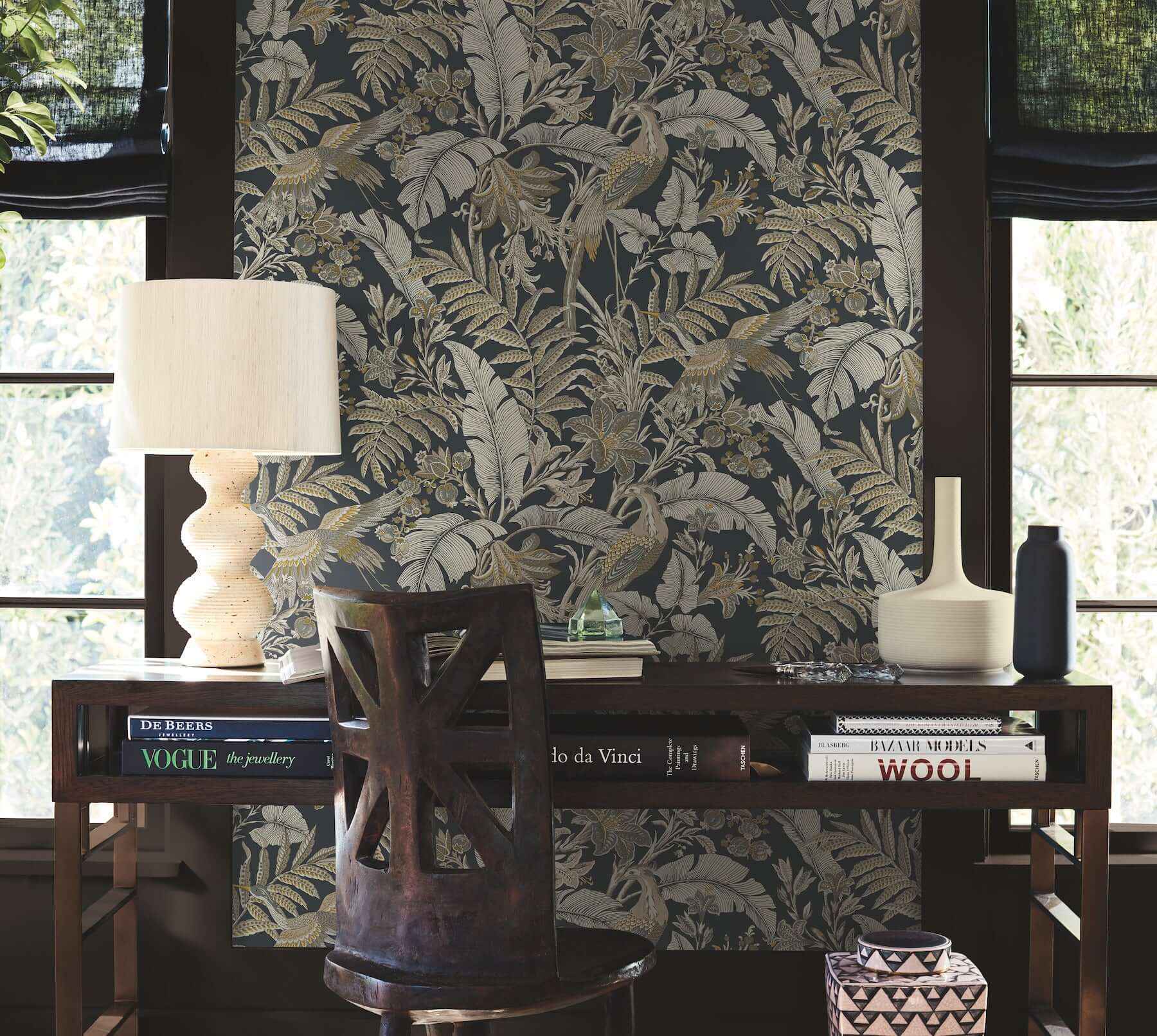 Heronwood Black Wallpaper - York Wallcoverings - AB3104 - York Wallcoverings Wallpaper