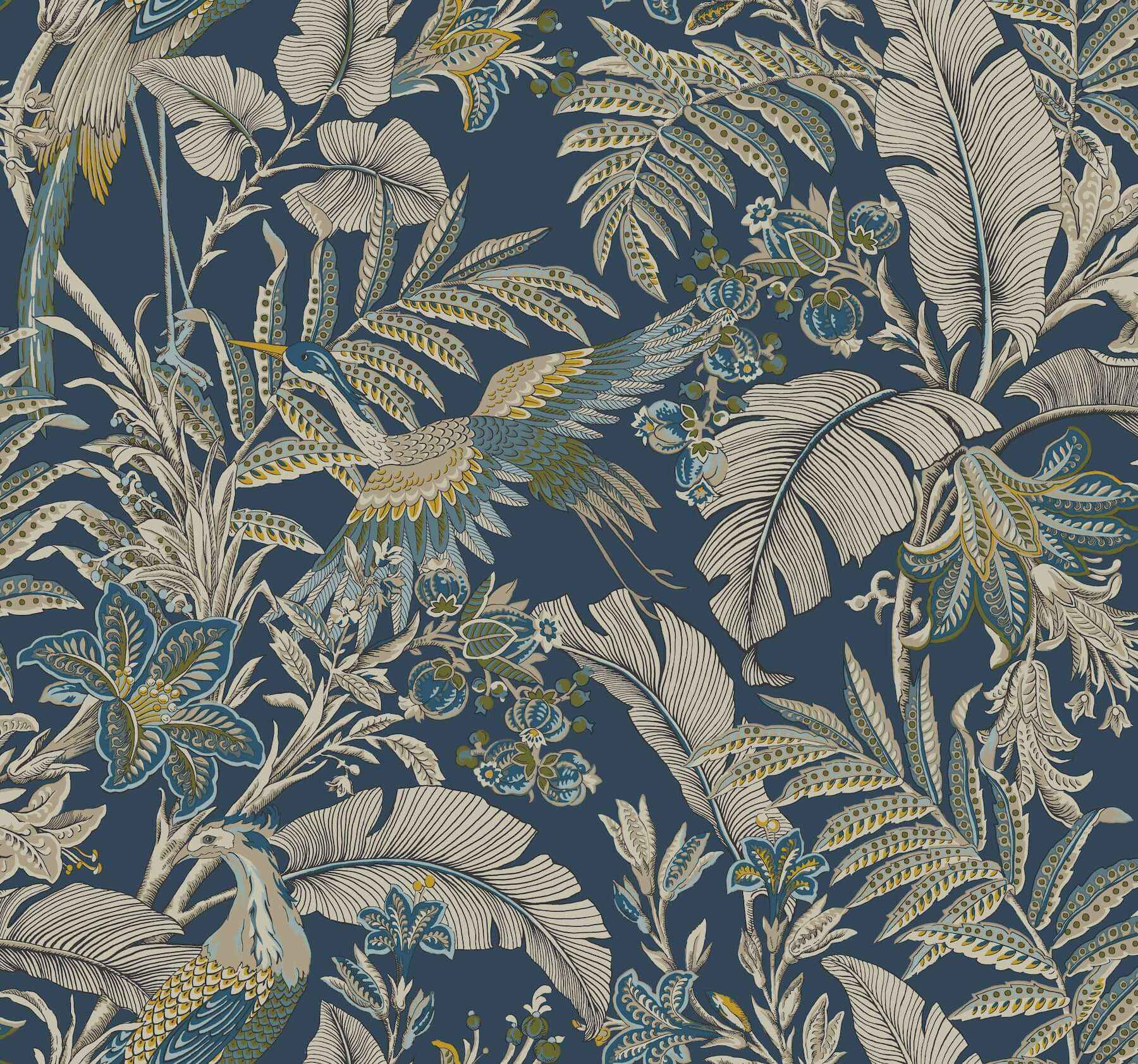 Heronwood Navy Wallpaper - York Wallcoverings - AB3103
